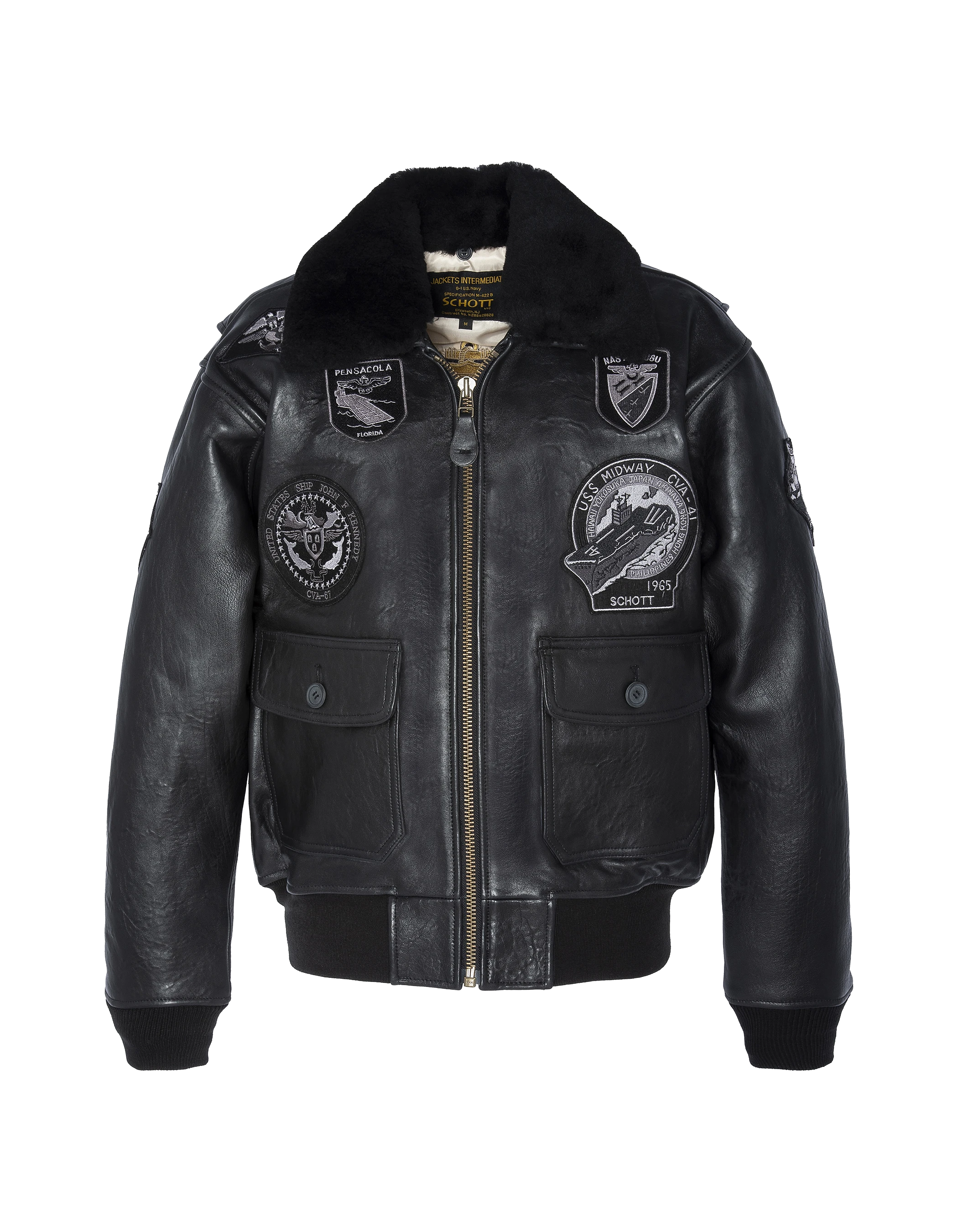 Blouson aviateur G-1 "Wings of Gold" noir, mythique USA-1