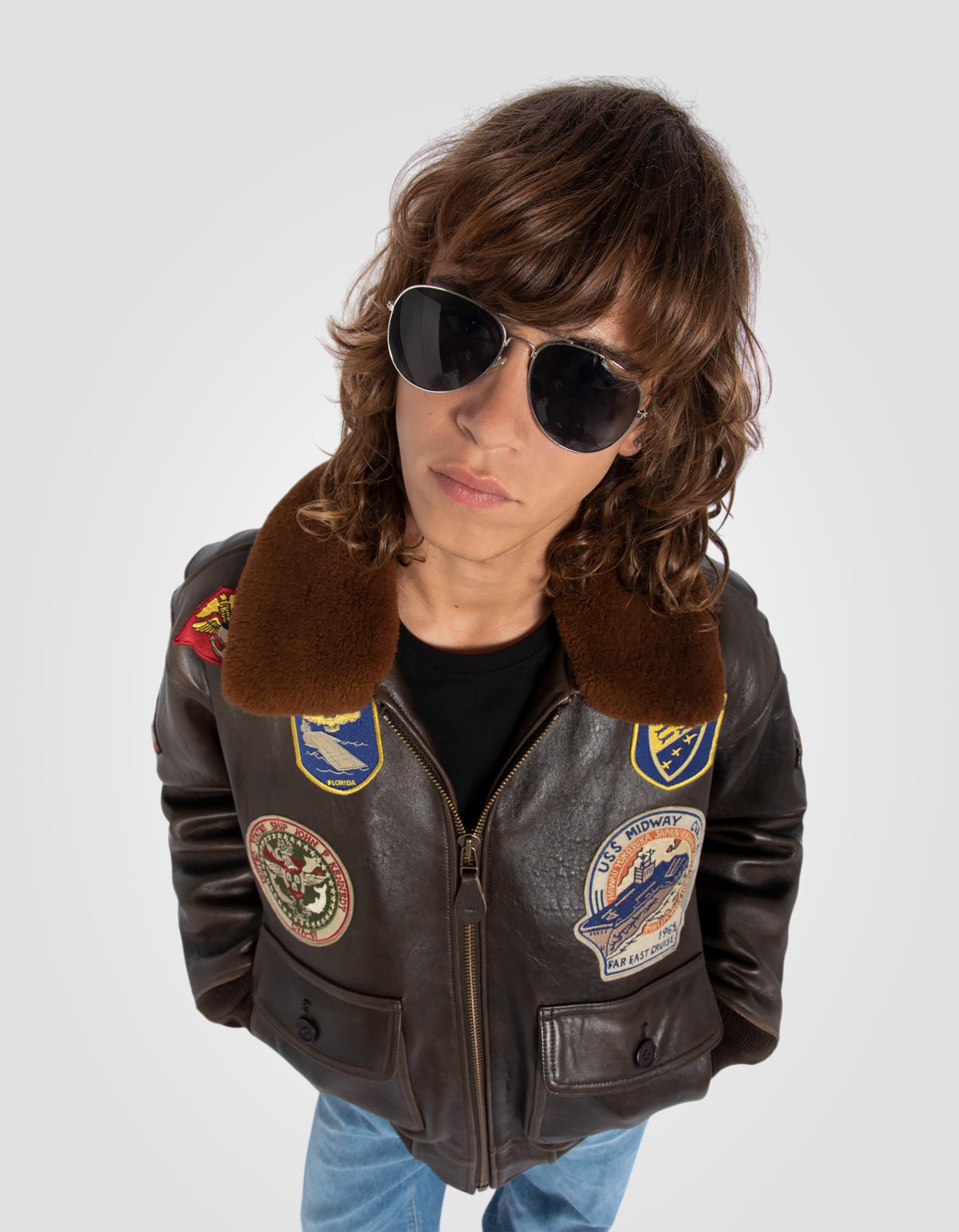 Blouson aviateur en cuir G-1 "Wings of Gold", mythique USA