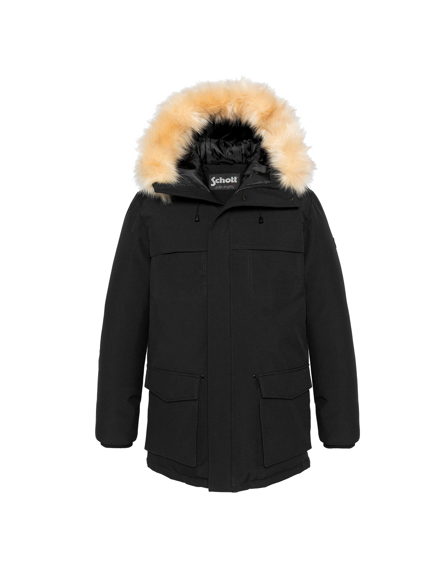 Schwarzer Parka mit abnehmbarem Kunstfell