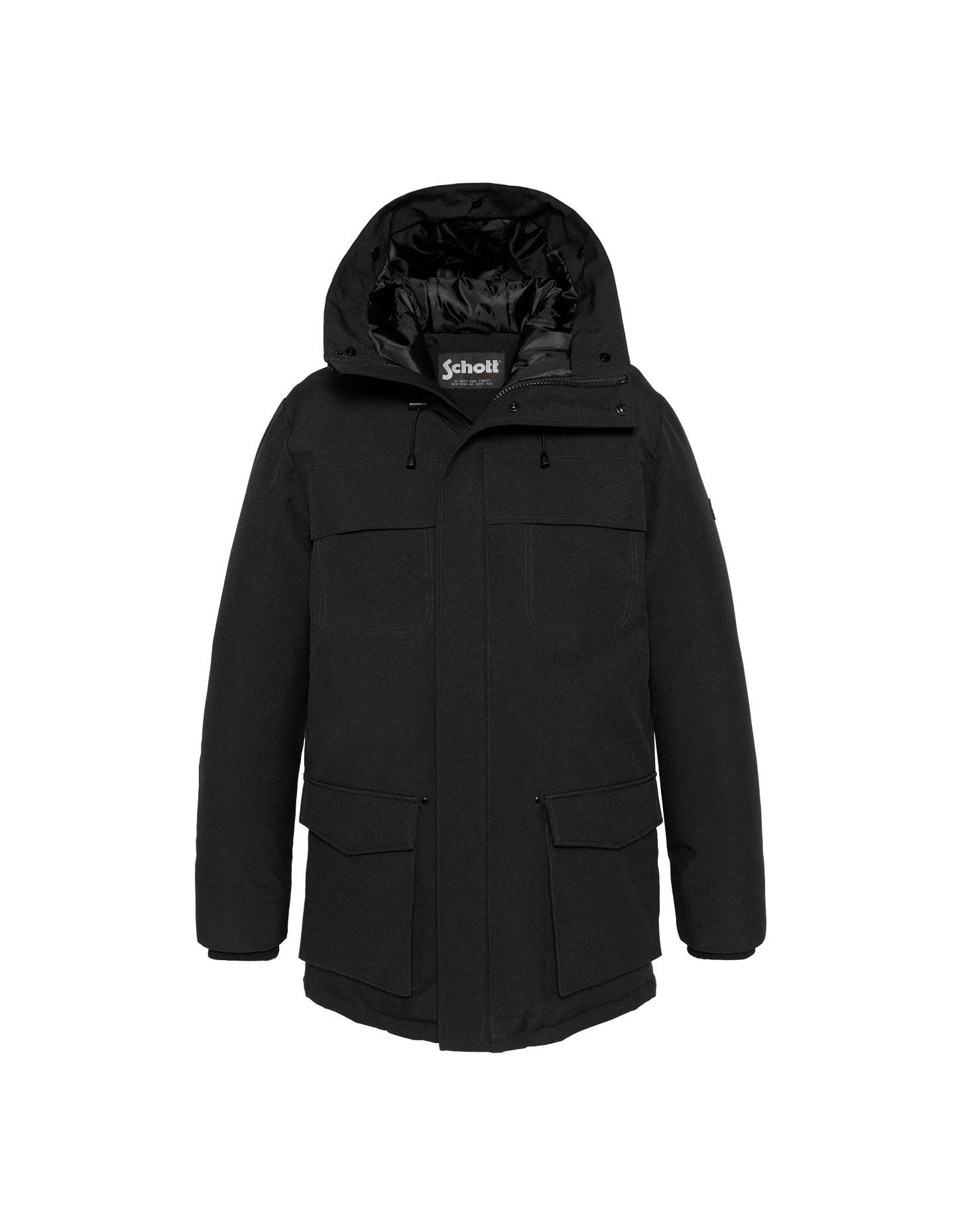 Schwarzer Parka mit abnehmbarem Kunstfell