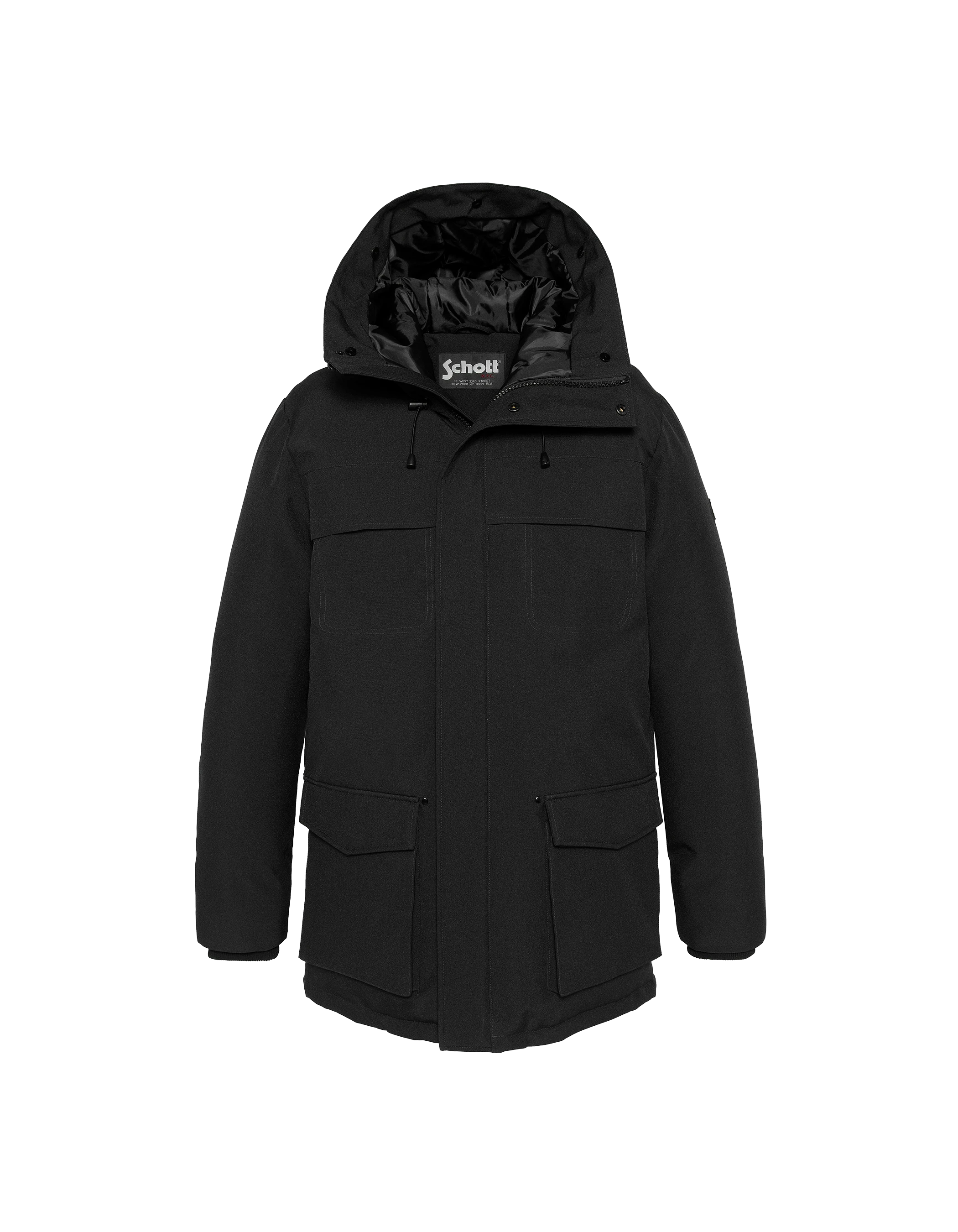 Schwarzer Parka mit abnehmbarem Kunstfell-5