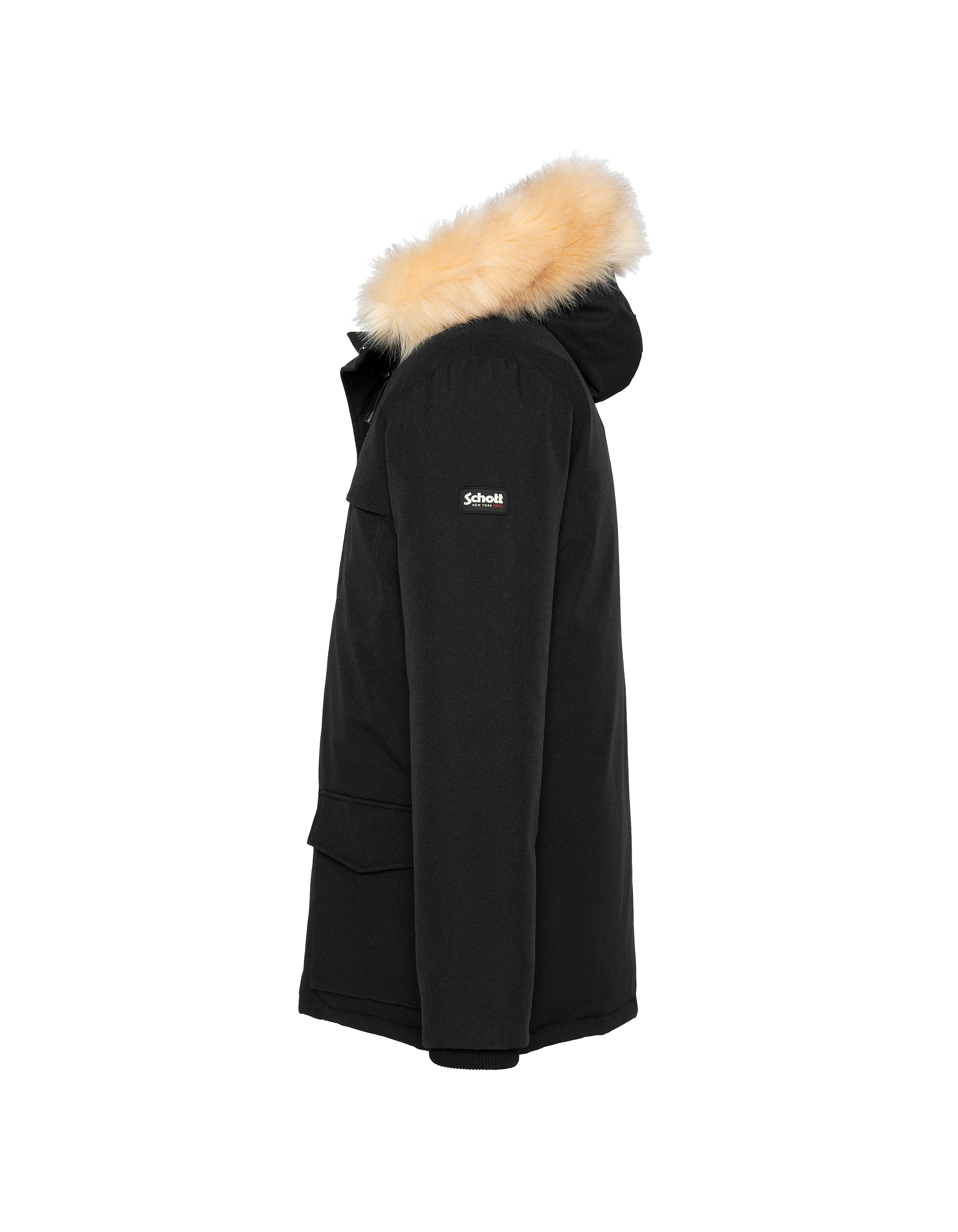 Schwarzer Parka mit abnehmbarem Kunstfell-6