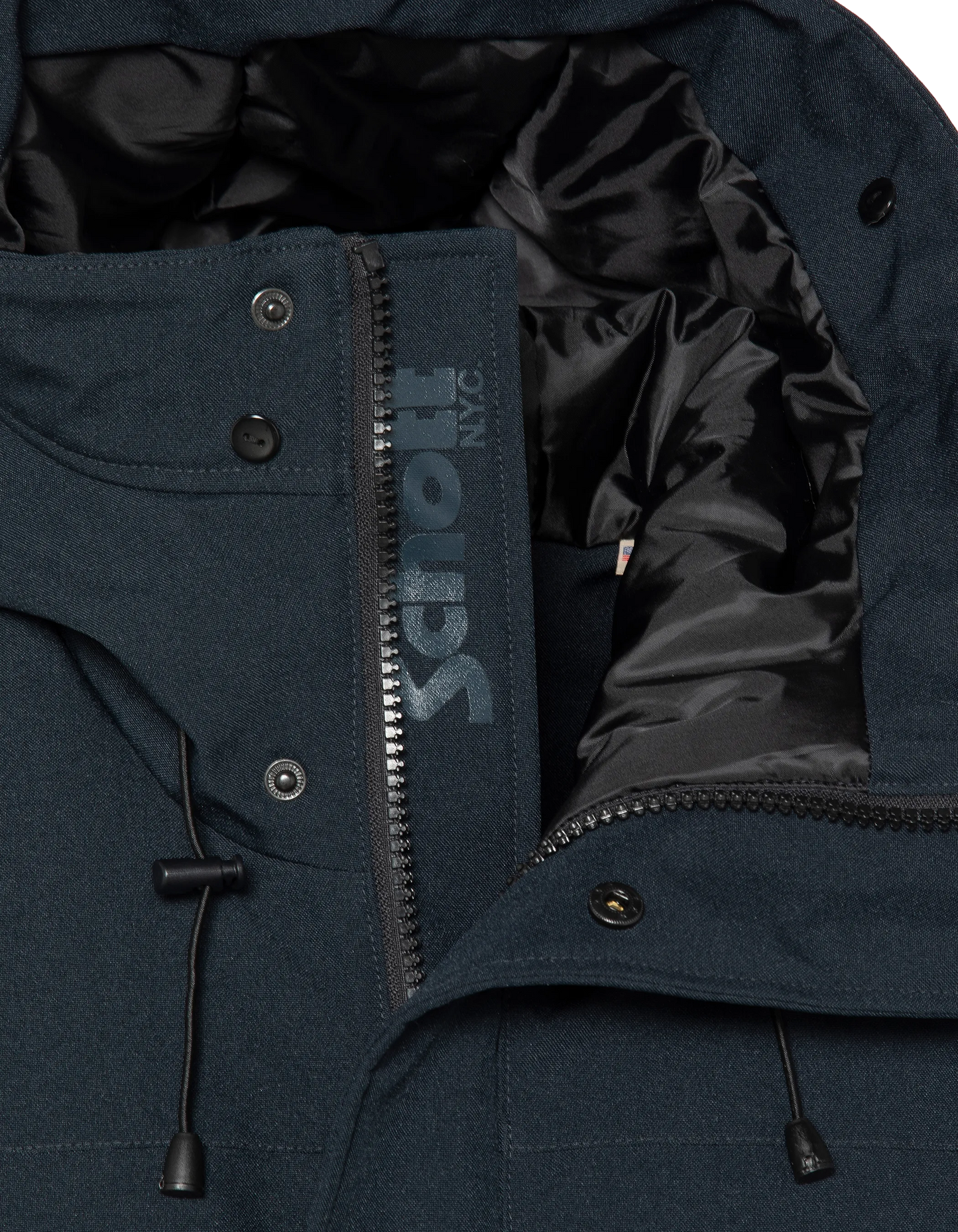 Schwarzer Parka mit abnehmbarem Kunstfell