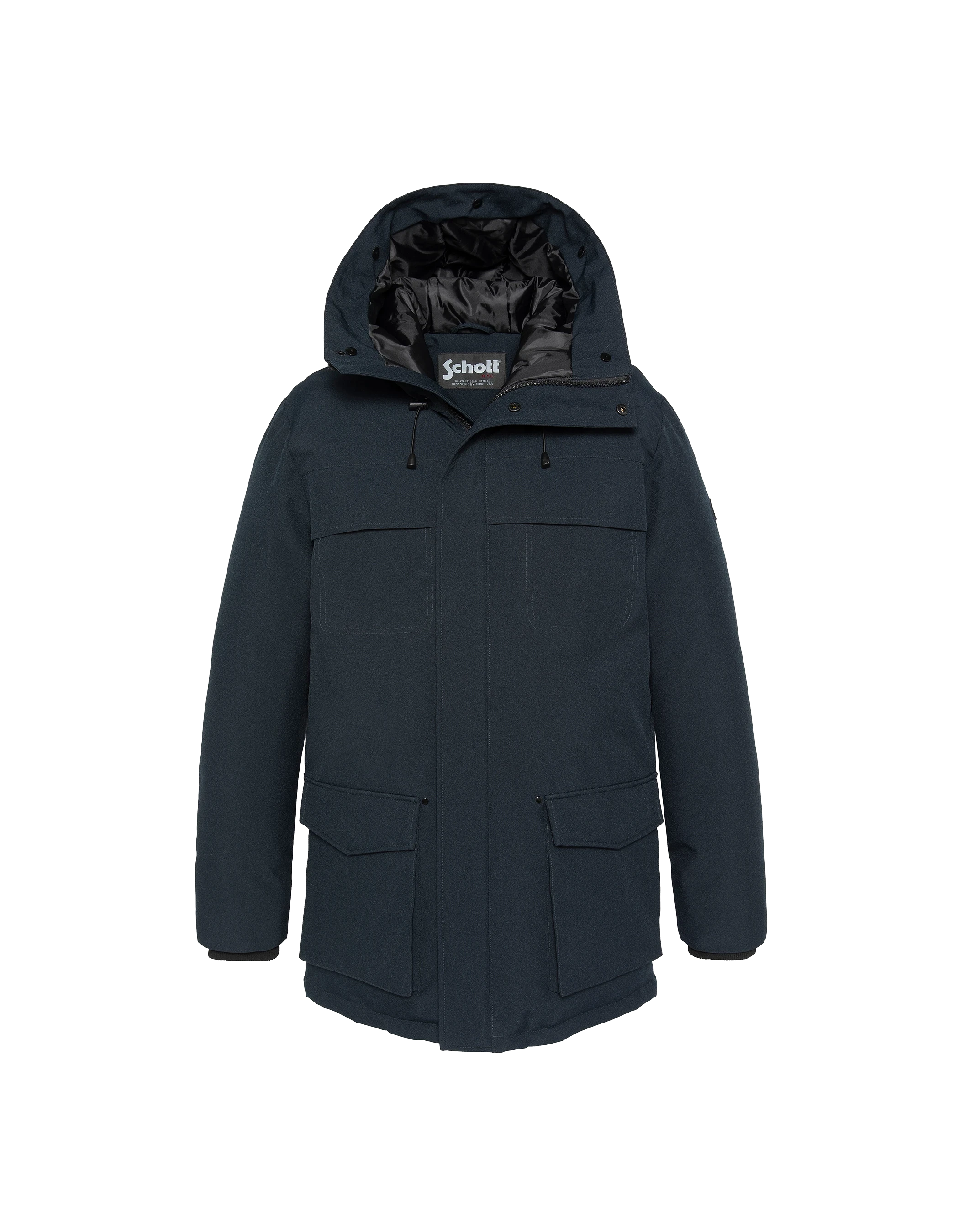 Marineblaues Parka in abnehmbarem Kunstfell-3