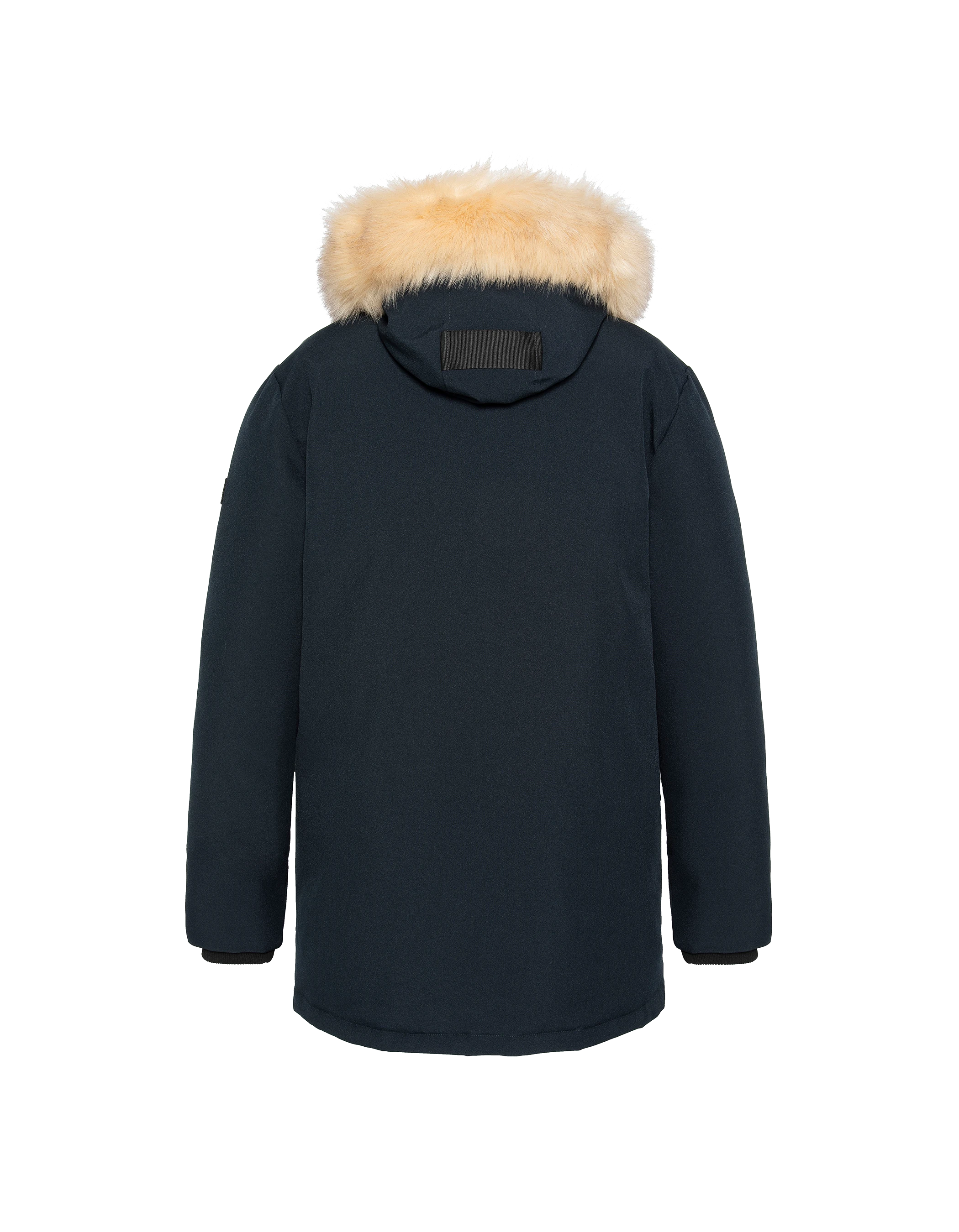 Marineblaues Parka in abnehmbarem Kunstfell-2