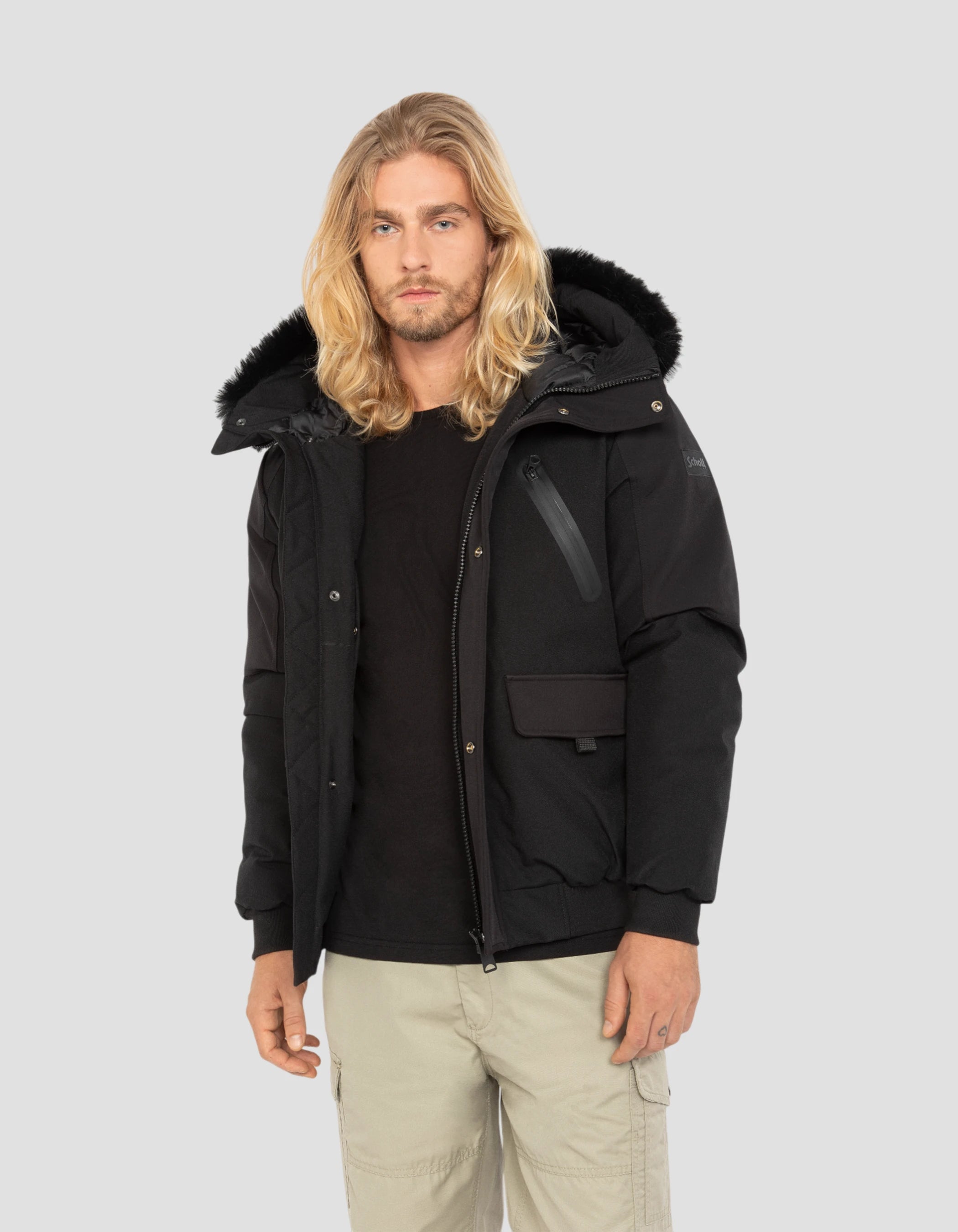 Black jacket Urban hooded, soft Shell
