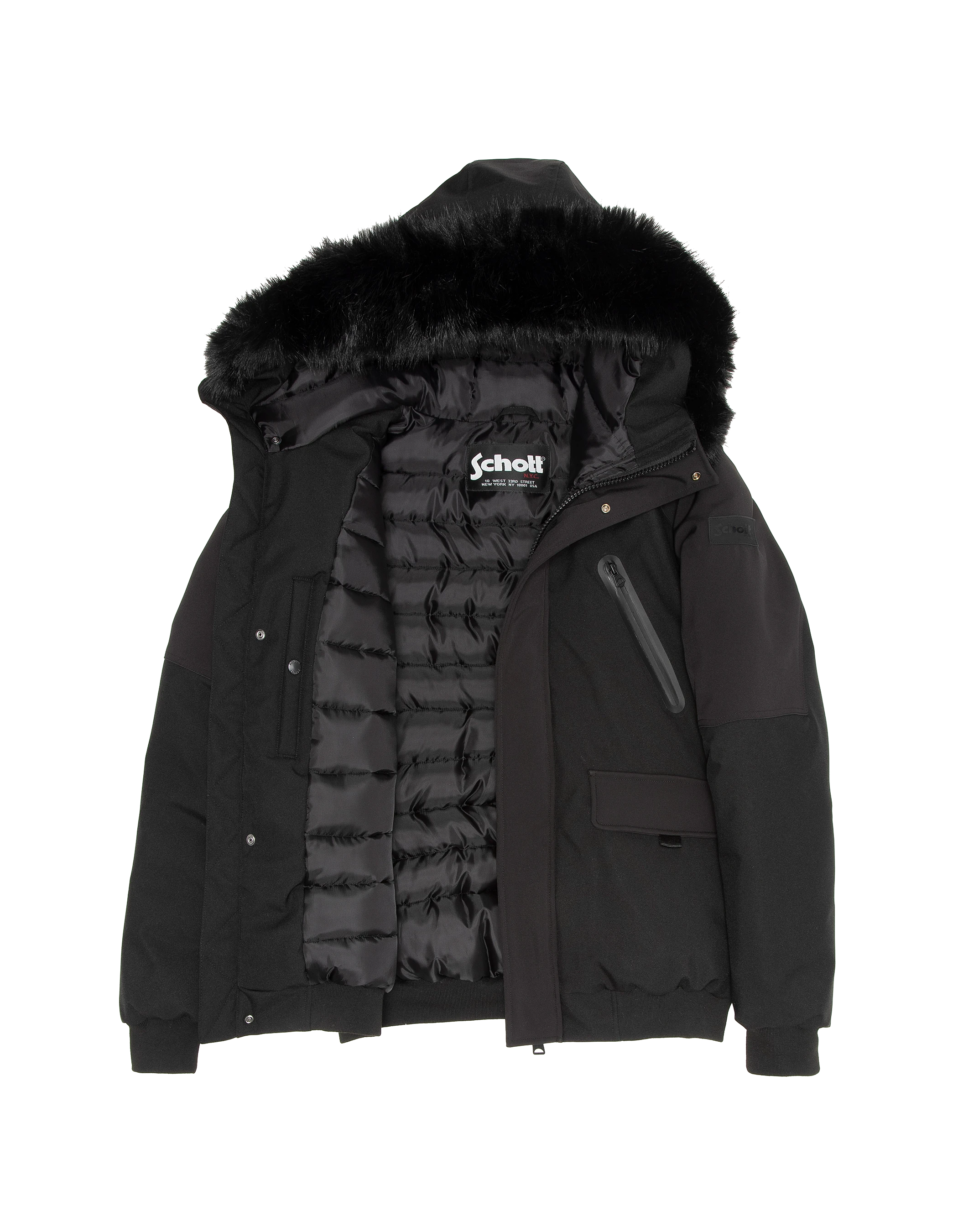 Giacca nera urbana con felpa con cappuccio per bambini-3