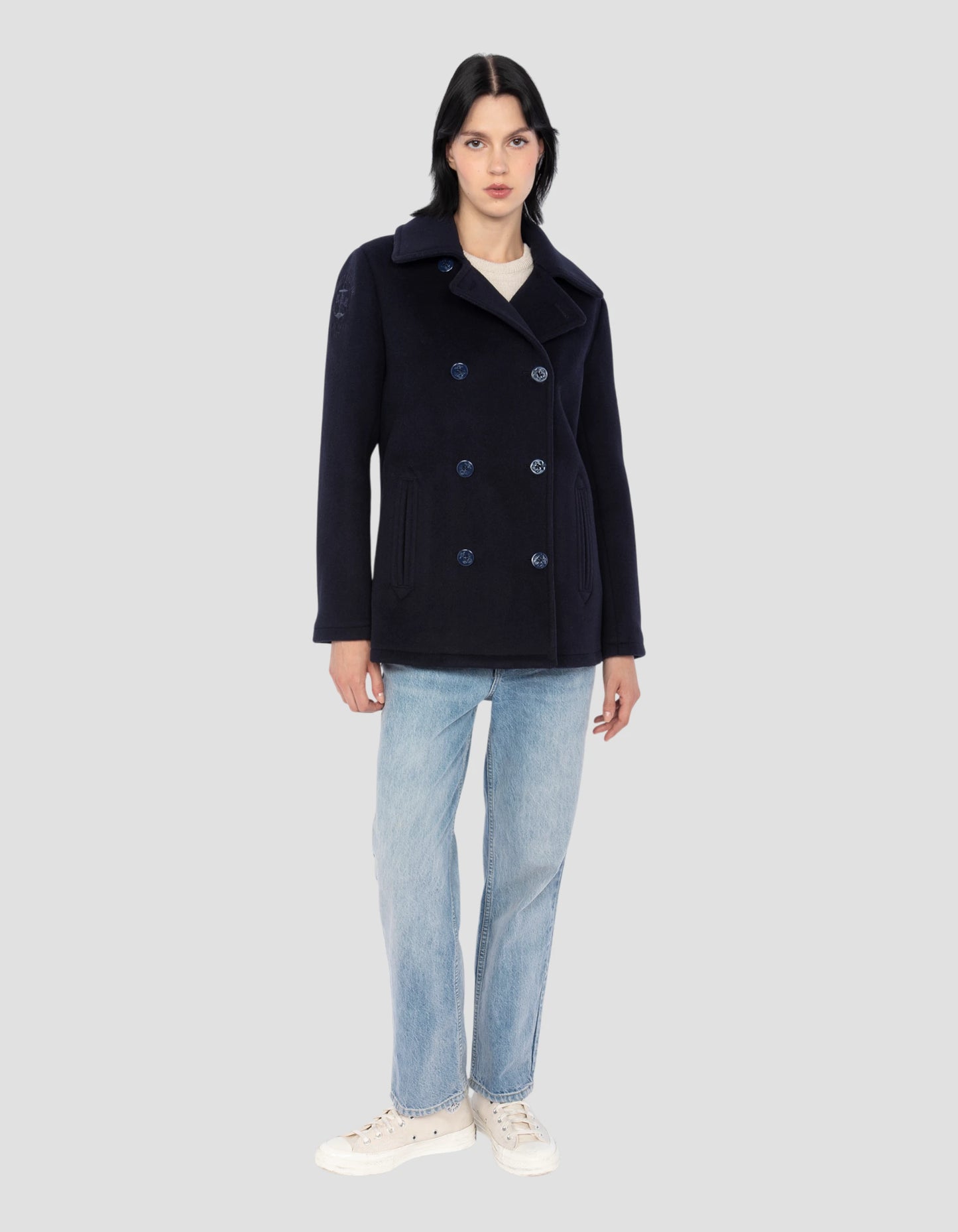 Marina azul choza en lana no escuchada