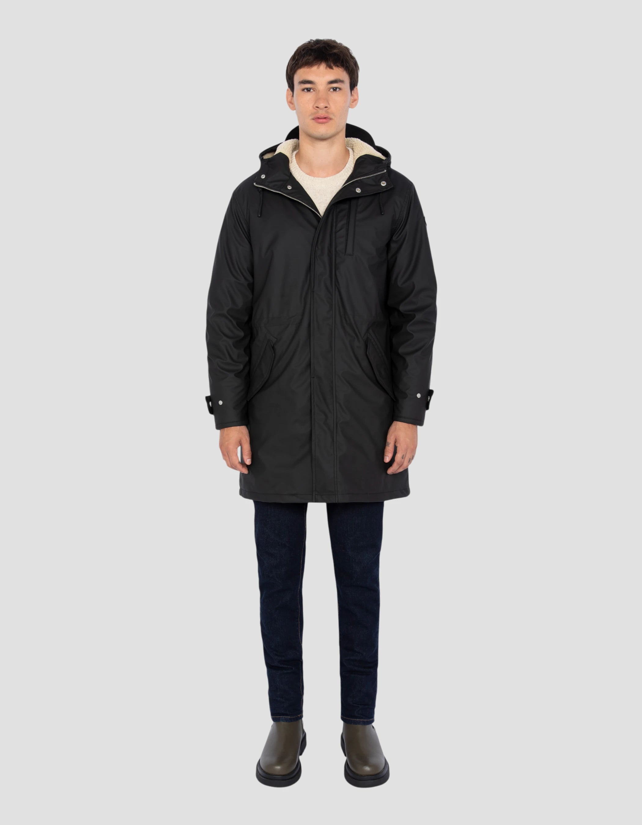 Gomma parka nera lunga-1