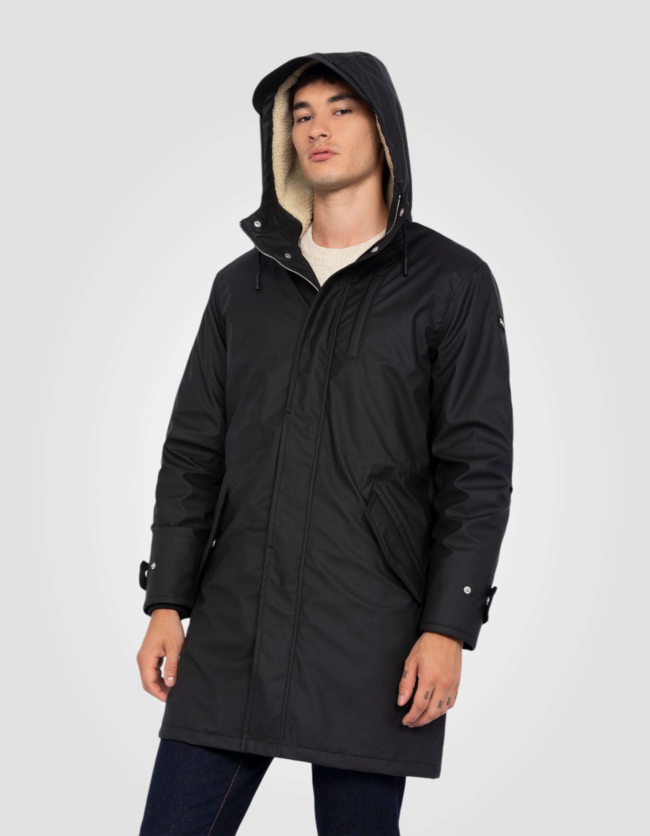 Gomma parka nera lunga-6