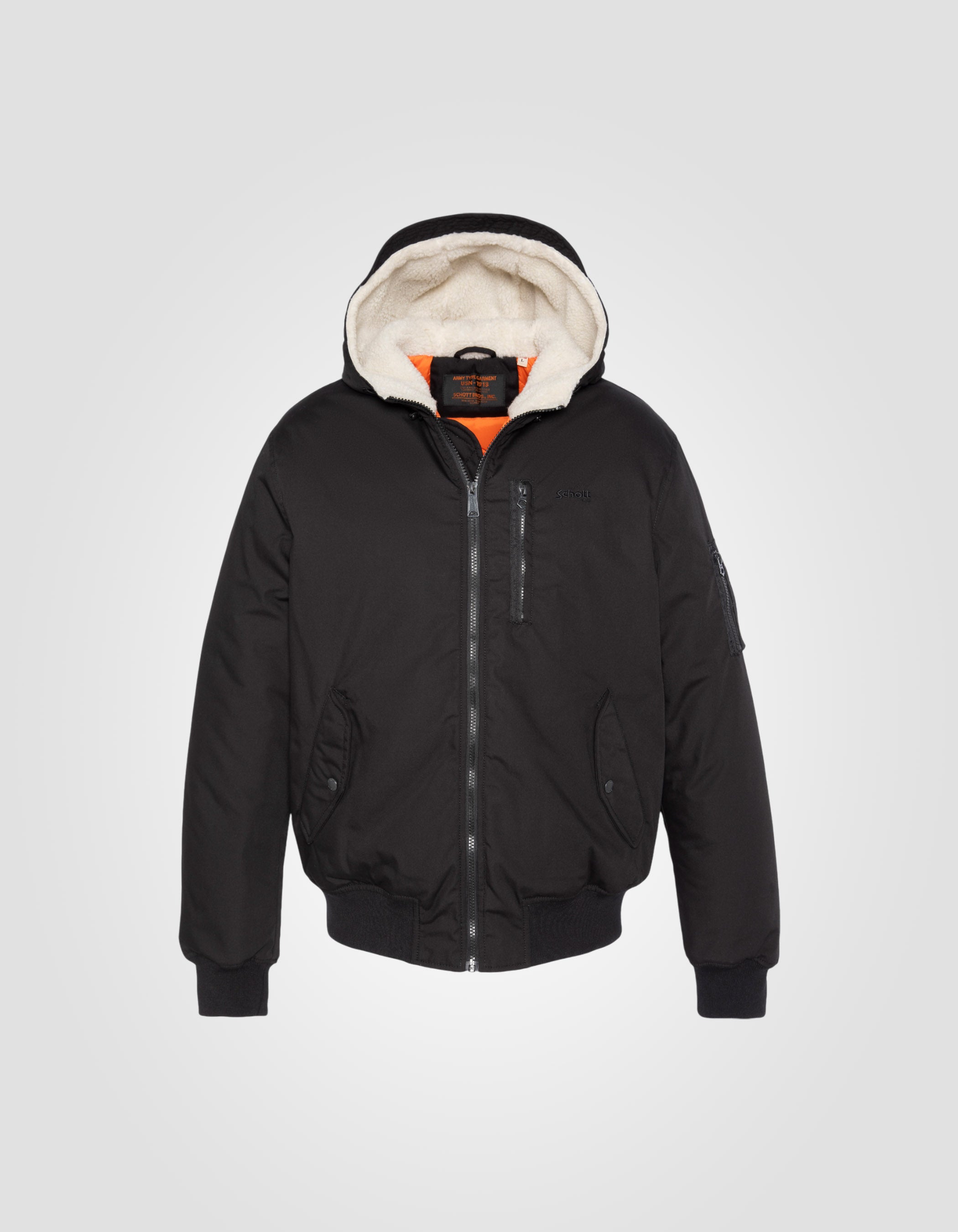 Schwarze Jacke mit Kapuze mit abnehmbarem Plastron-2