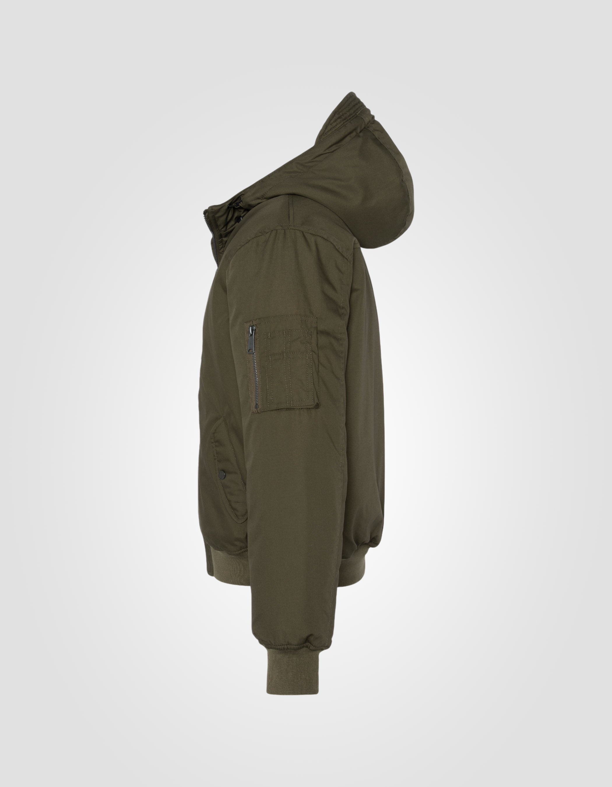 Khaki -Jacke mit Kapuze mit abnehmbarem Plastron-3
