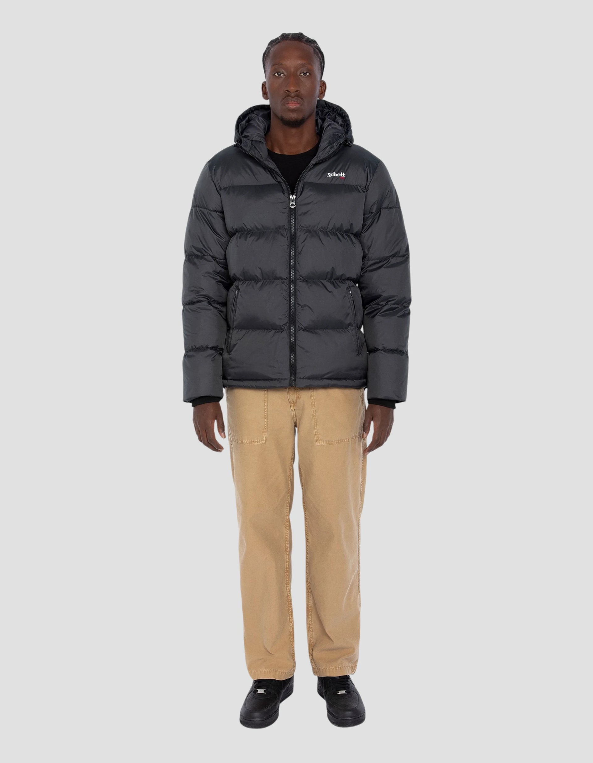 【schott】Hooded nylon jacket 90's Hooded anthracite jacket - Idaho2 | Schott NYC®