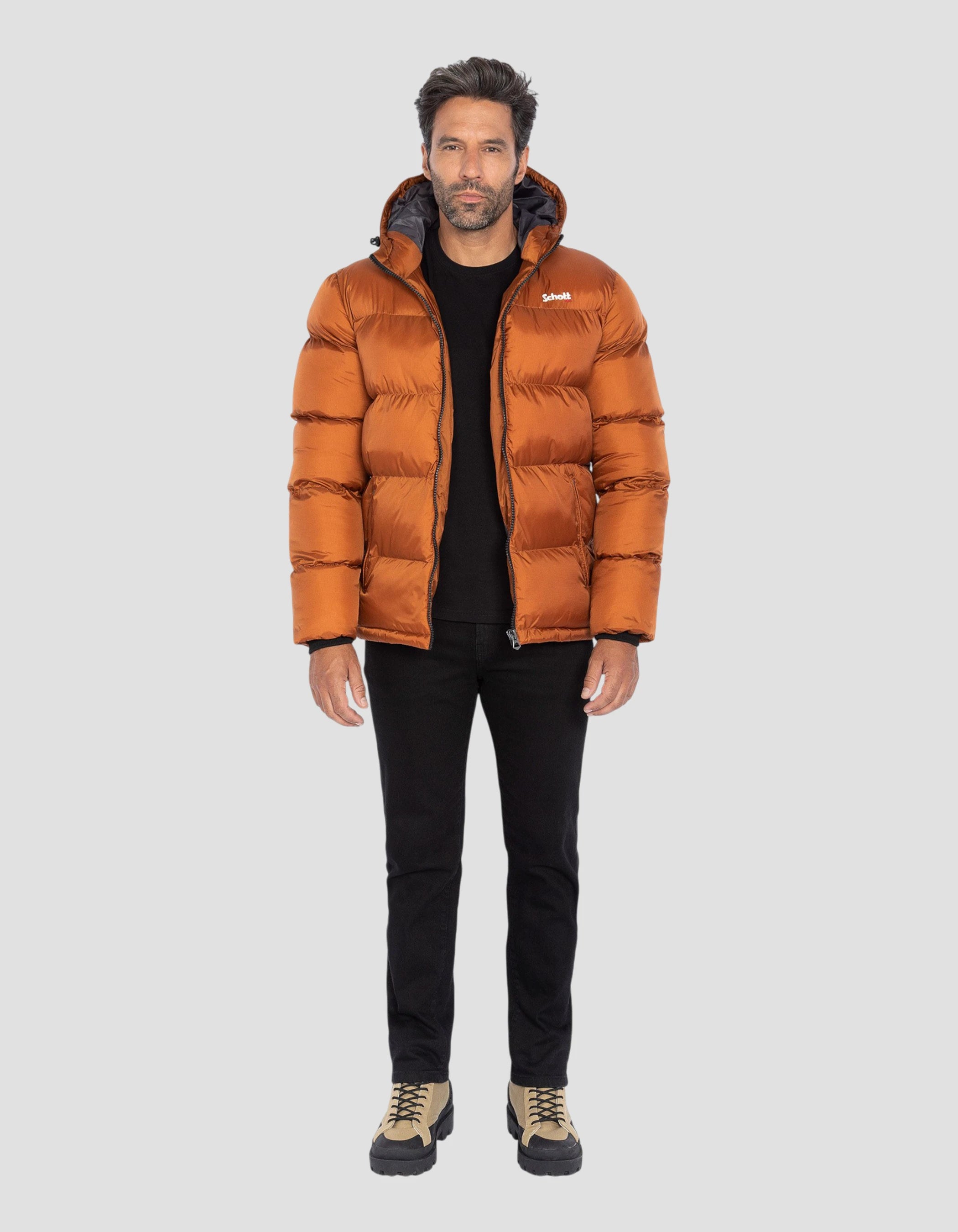 Doudoune rouille à capuche-1