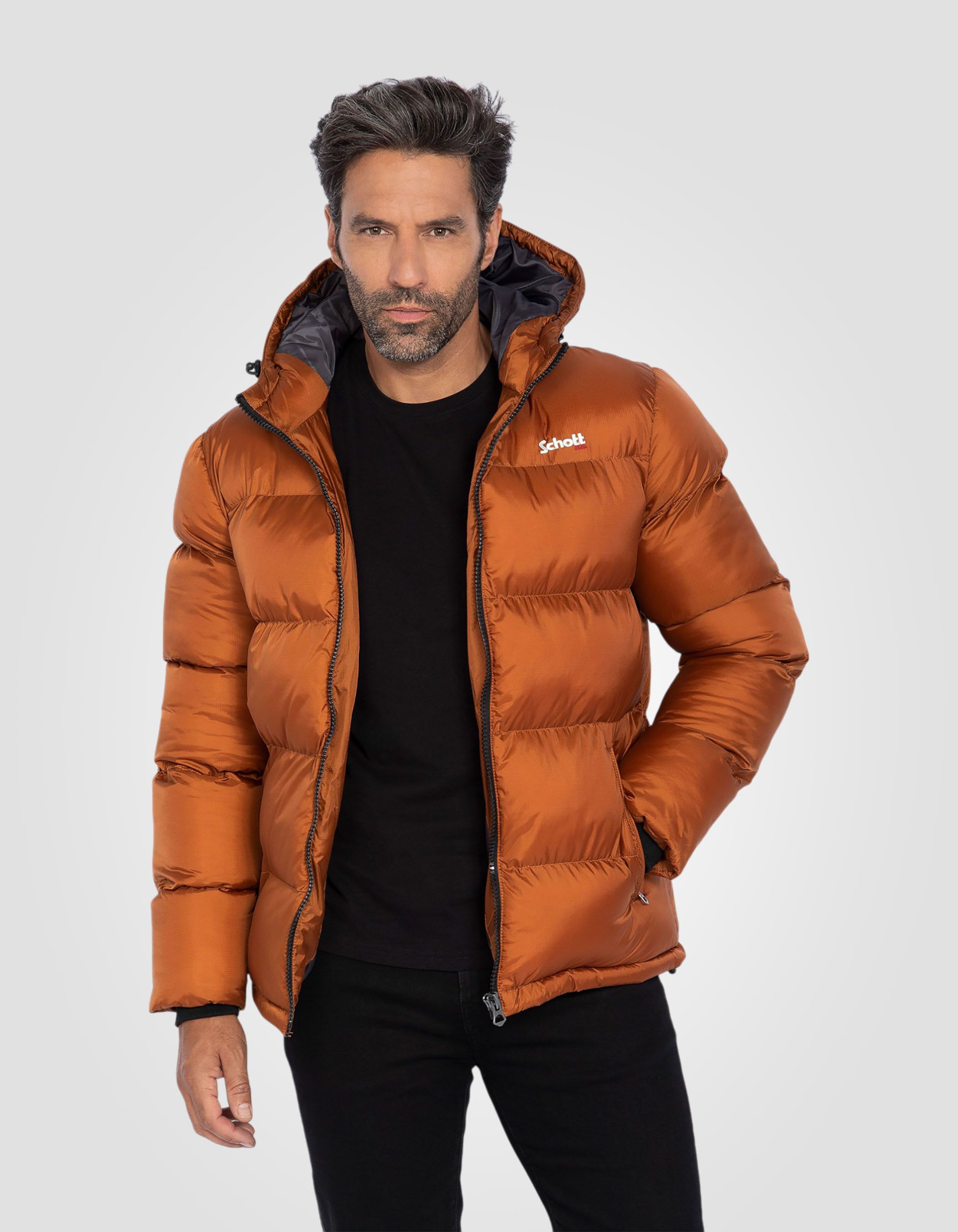 Doudoune rouille à capuche-3