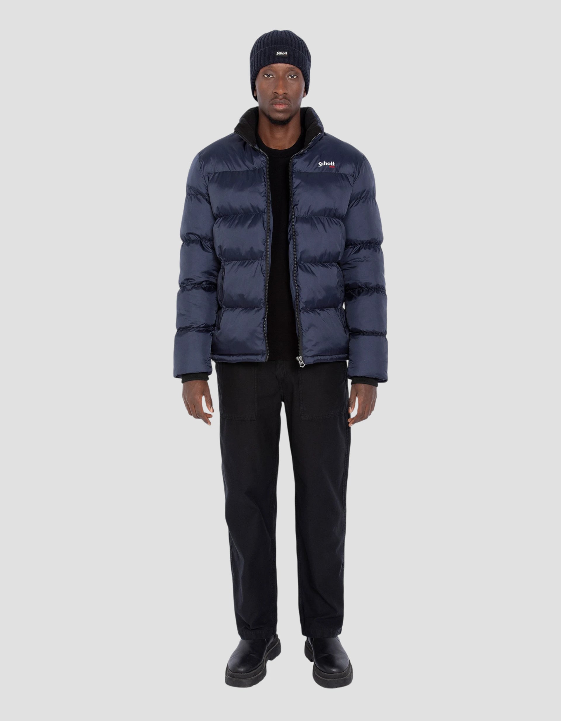 schott perfecto brand ネイビー ジャケット　コート Navy blue down jacket - Idaho | Schott NYC®