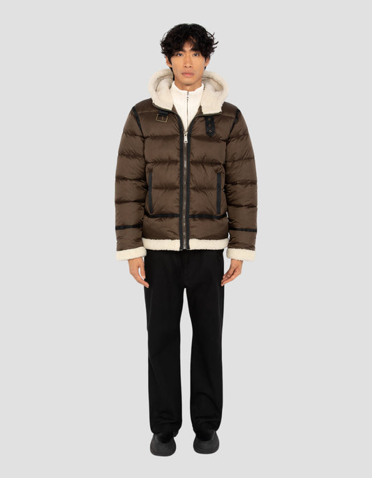 Doudoune marron à capuche esprit bombardier