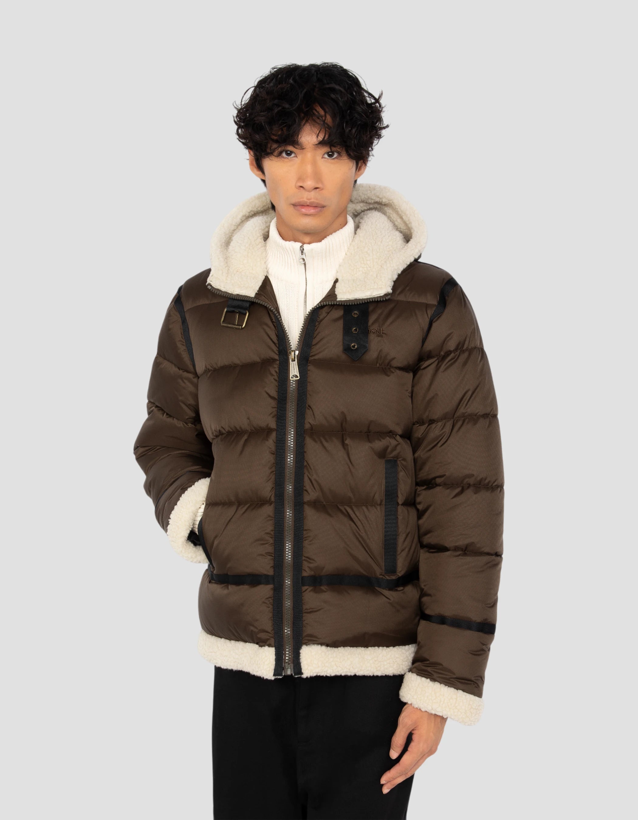 Braune Jacke mit bombardierer Geisthaube-3