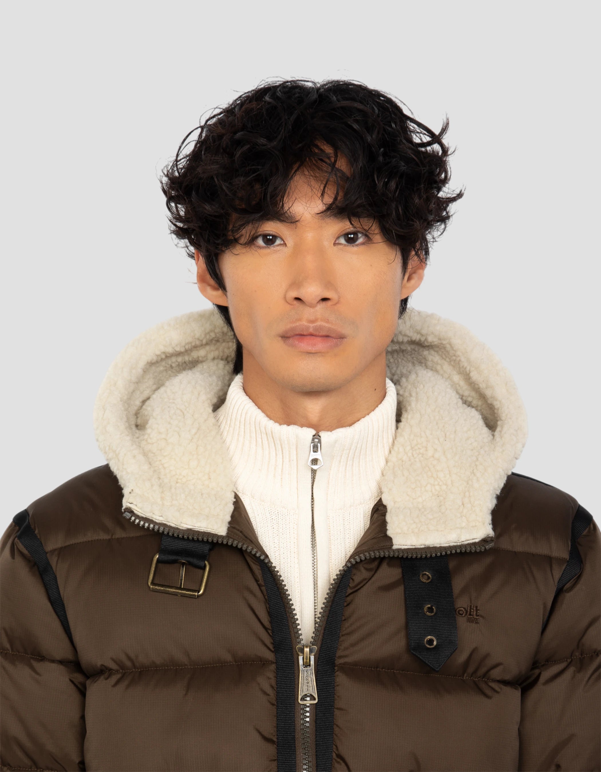 Braune Jacke mit bombardierer Geisthaube-6