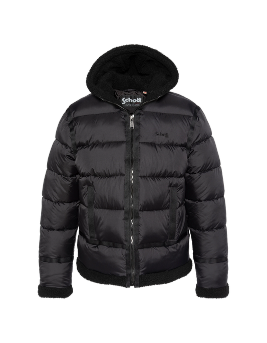 Doudoune enfant à capuche noire esprit bombardier