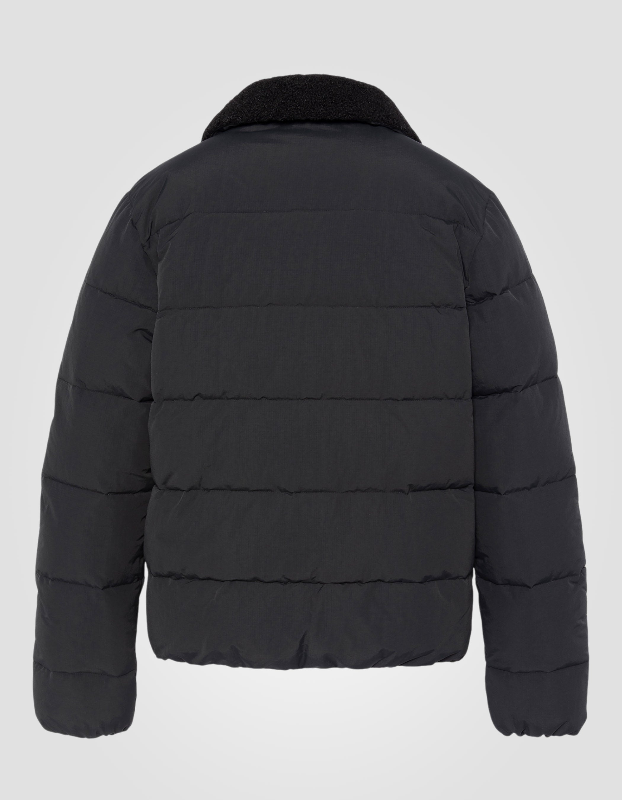 Doudoune army noire à col sherpa-2