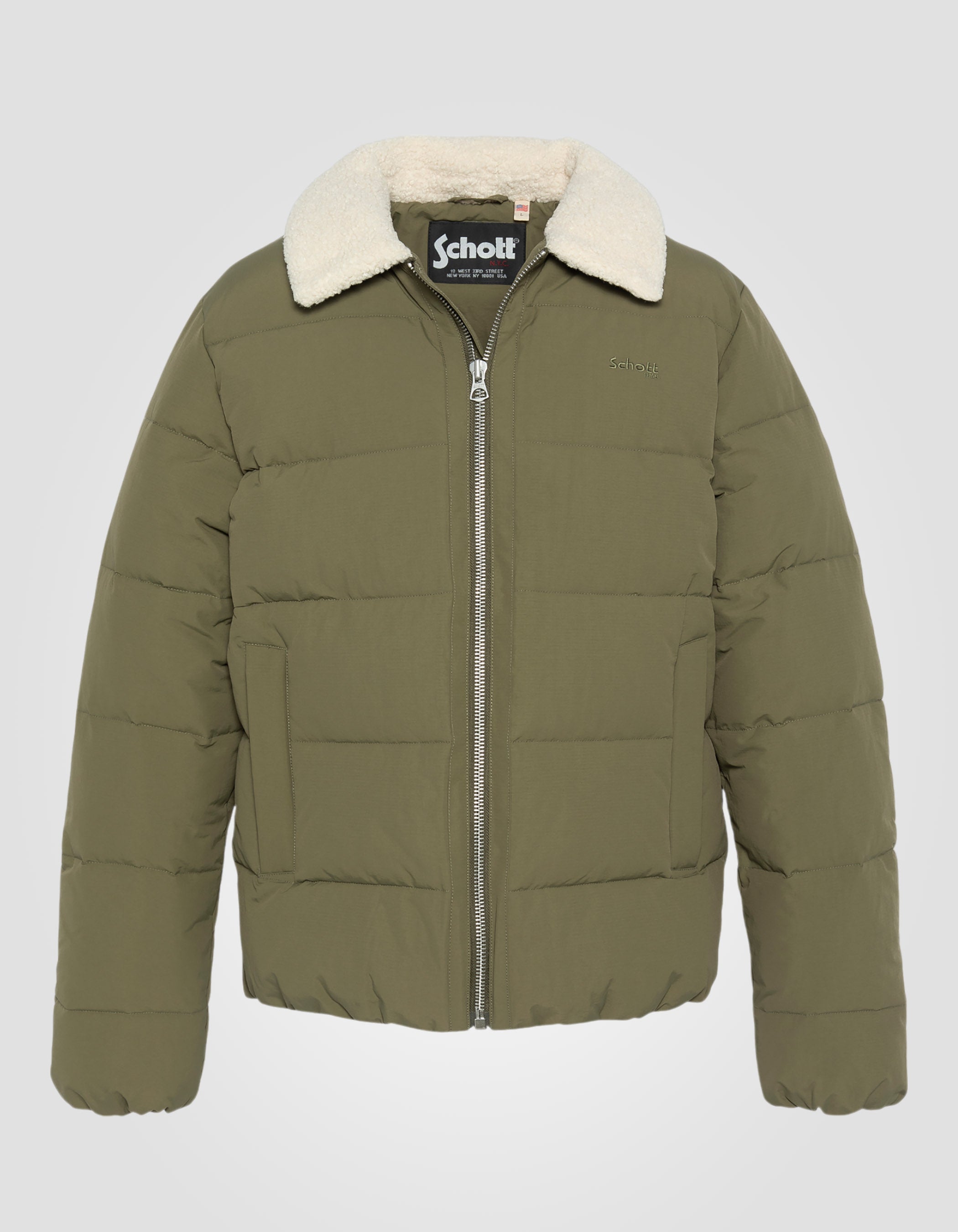 Doudoune army kaki à col sherpa-2