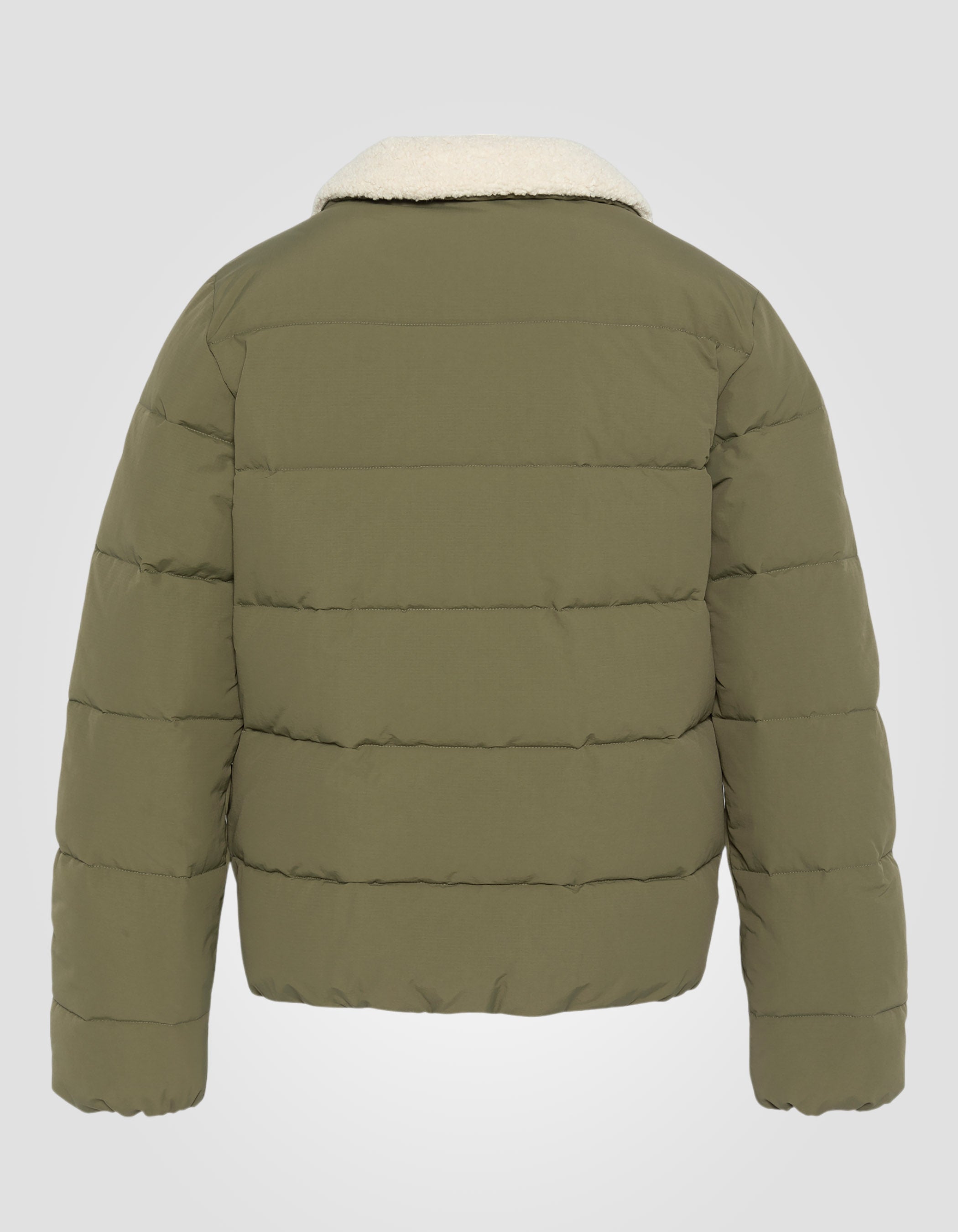 Doudoune army kaki à col sherpa-7