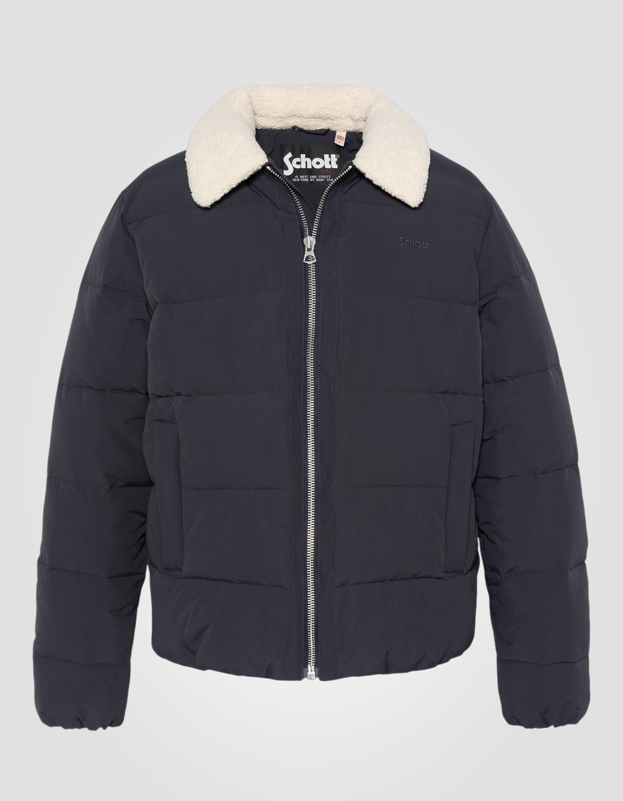 Doudoune army bleu marine à col sherpa-1