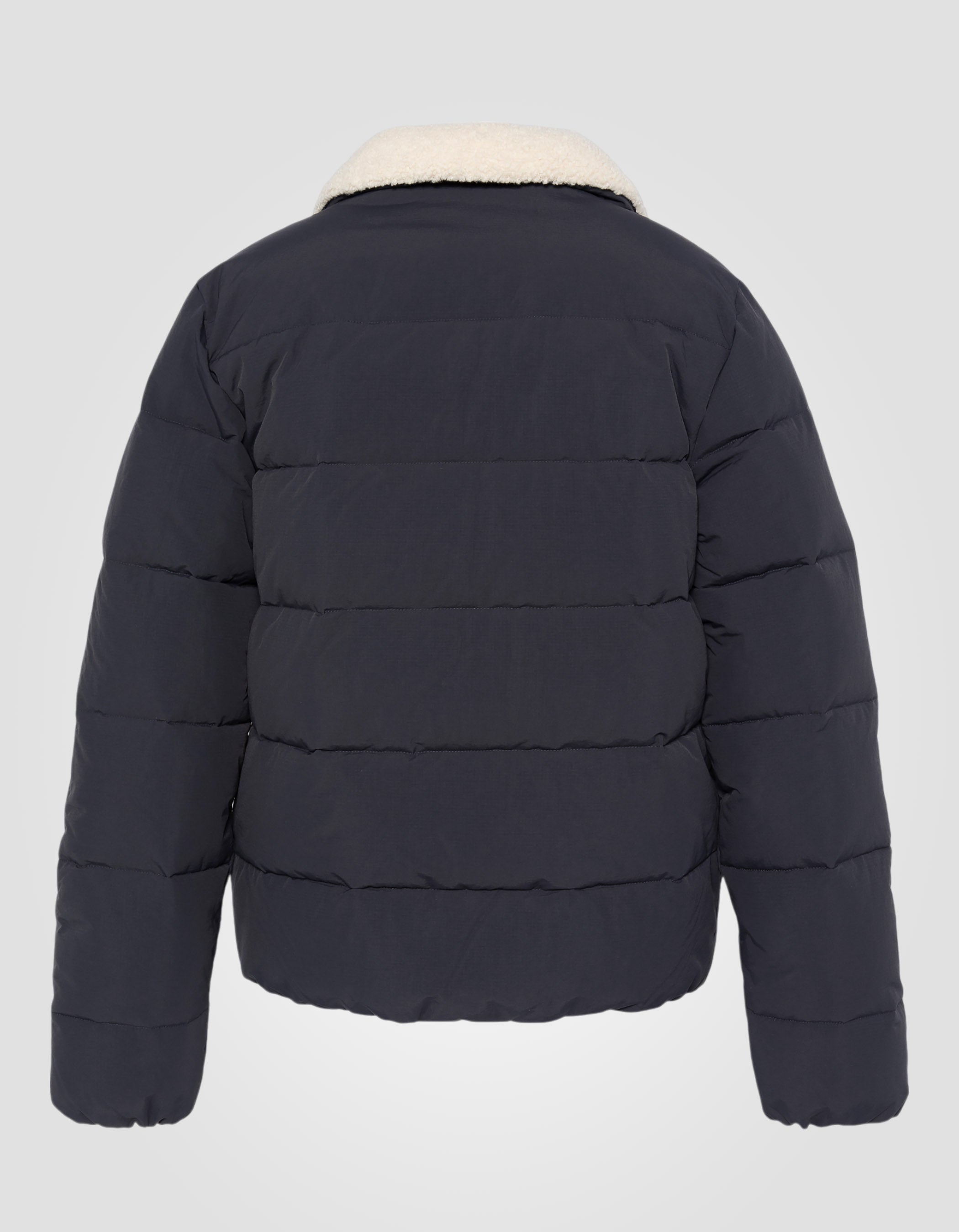 Doudoune army bleu marine à col sherpa-2