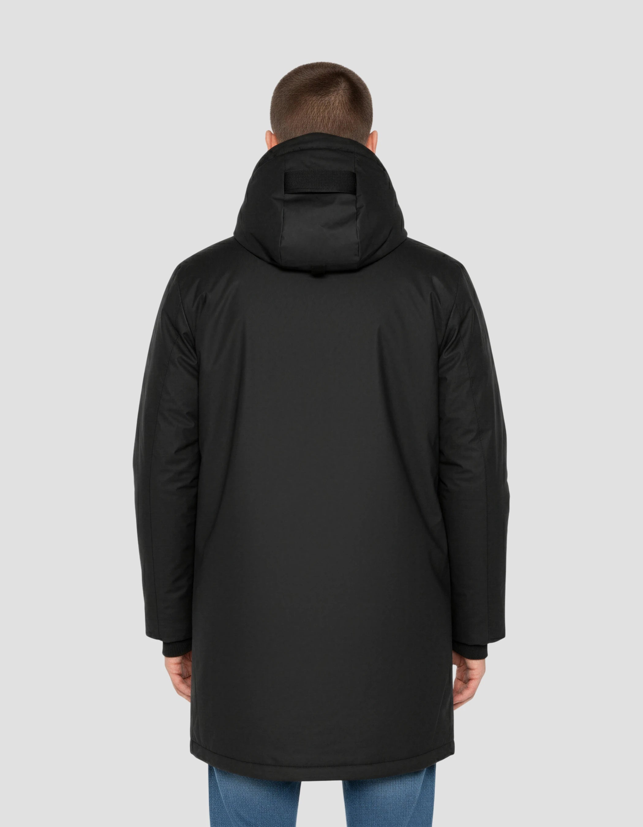 Langer schwarzer Windjäger mit Sherpa ausgekleidet-4