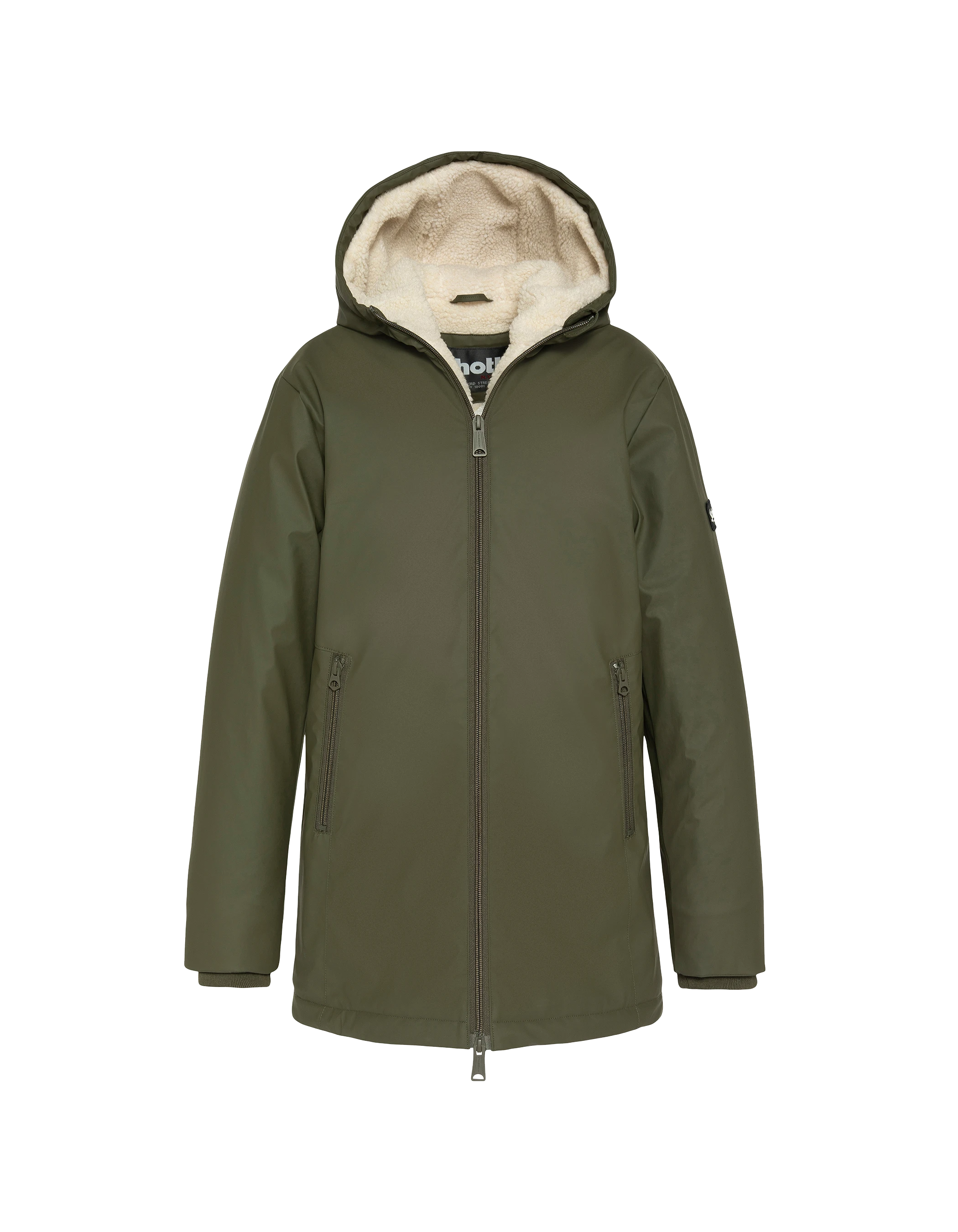 Kaki Parka con cappuccio per bambini-2