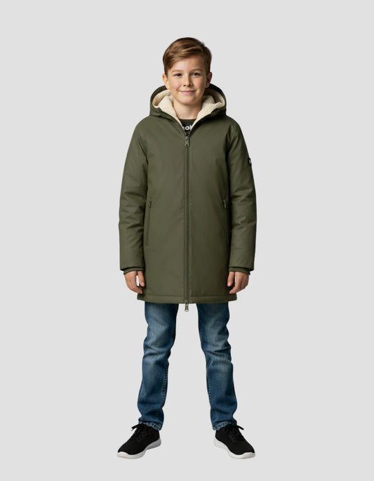 Kaki Parka con cappuccio per bambini