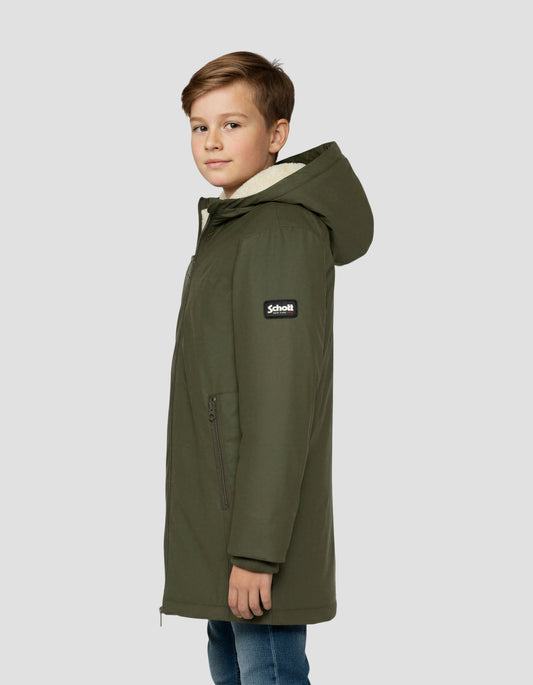 Kaki Parka con cappuccio per bambini