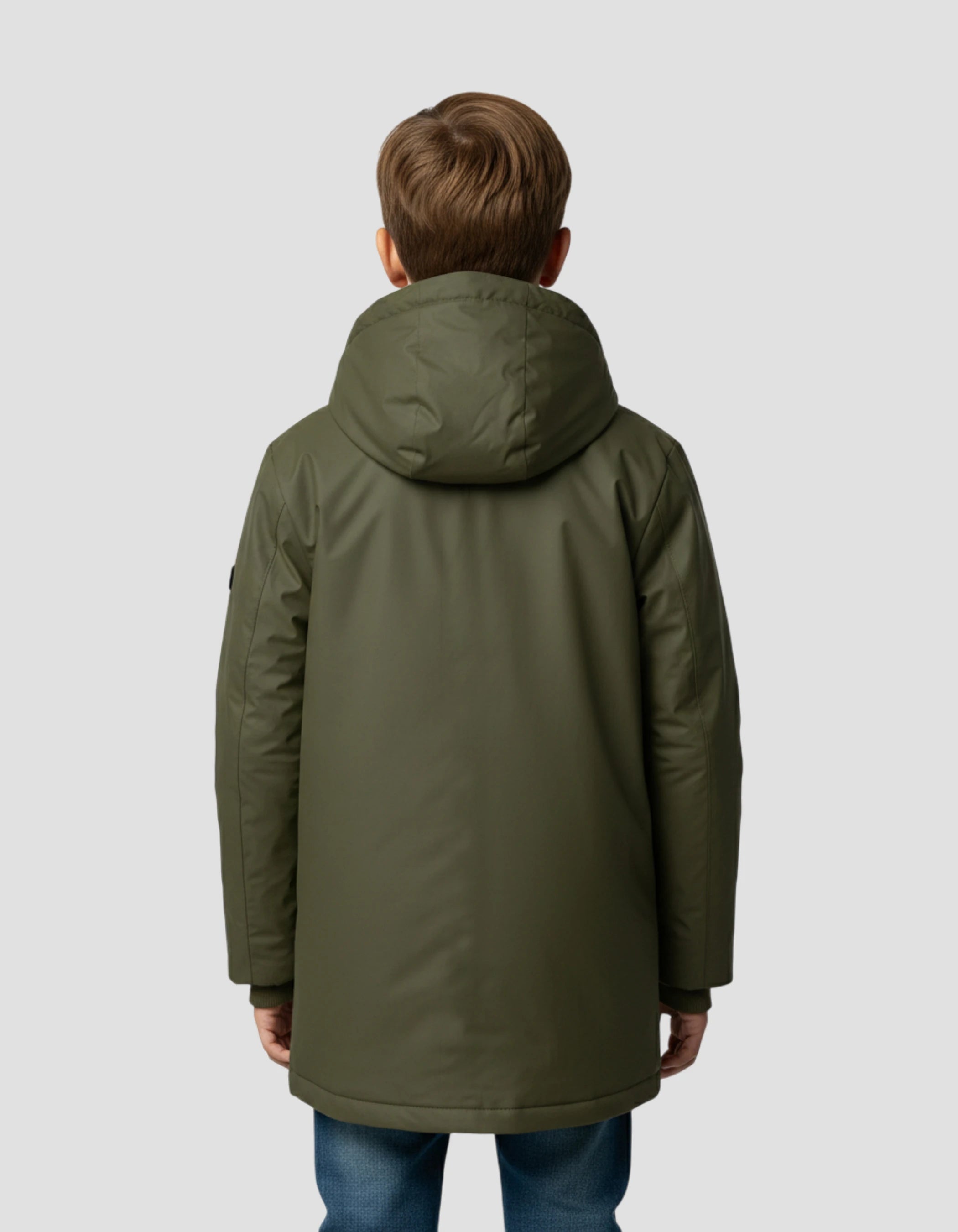 Kaki Parka con cappuccio per bambini-4