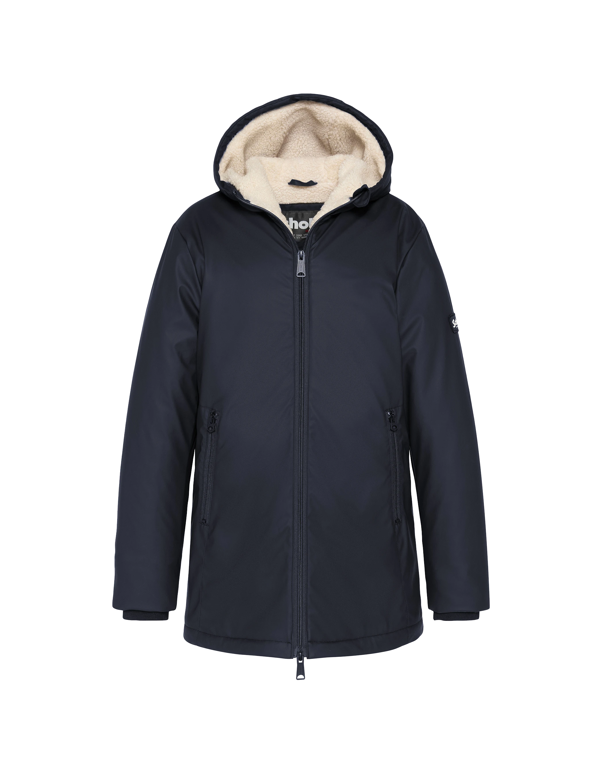 Navy Parka Multipoches con felpa con cappuccio-1