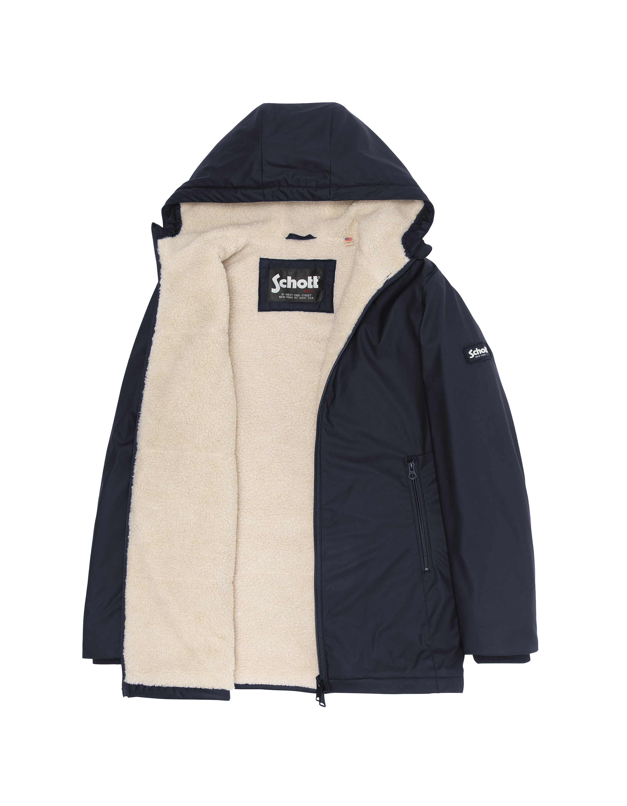 Navy Parka Multipoches con felpa con cappuccio-4