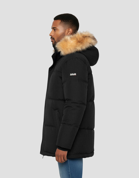 Parka noire à capuche