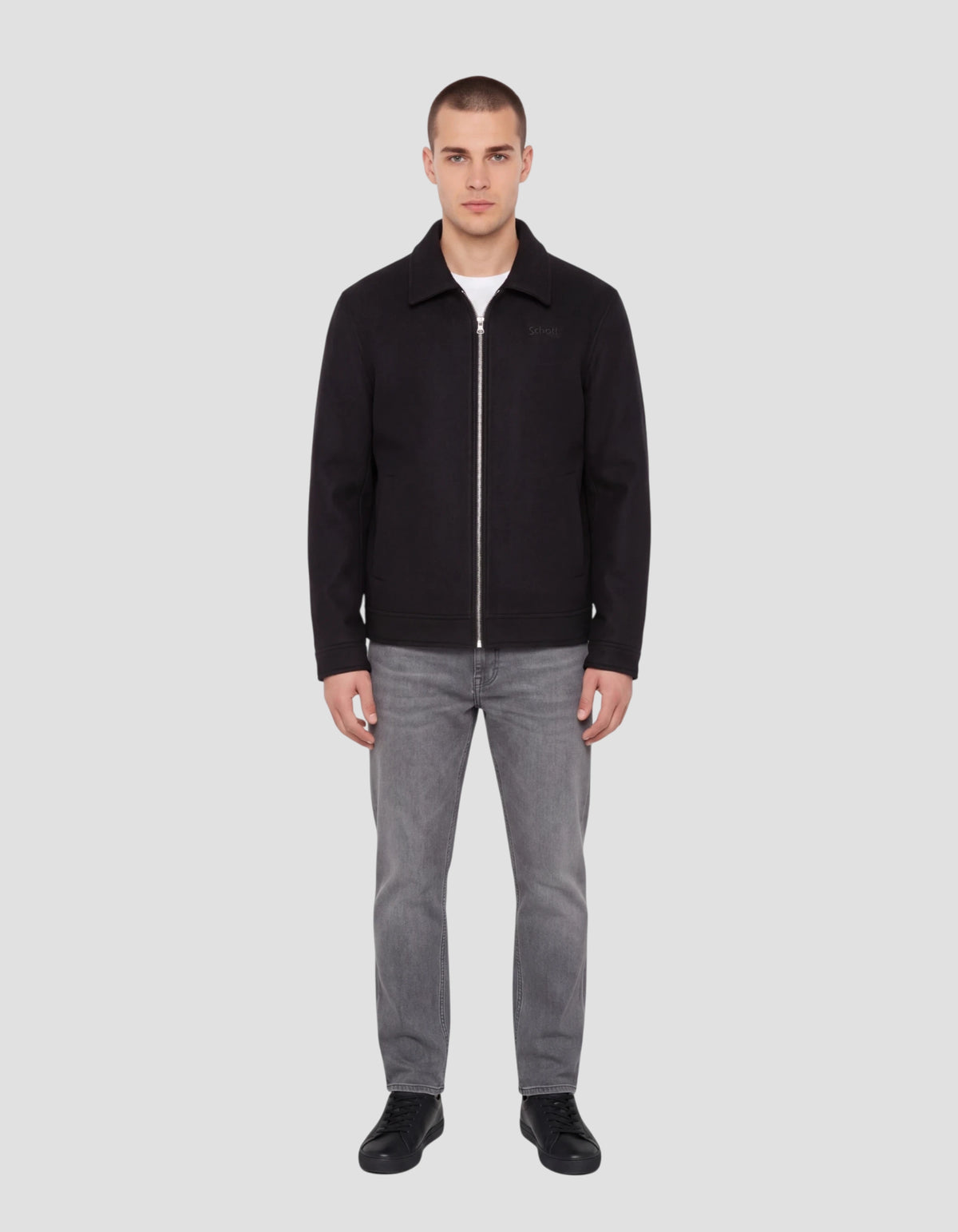 Giubbotto casual nero in misto lana