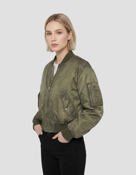 Bomber lavé oversize kaki