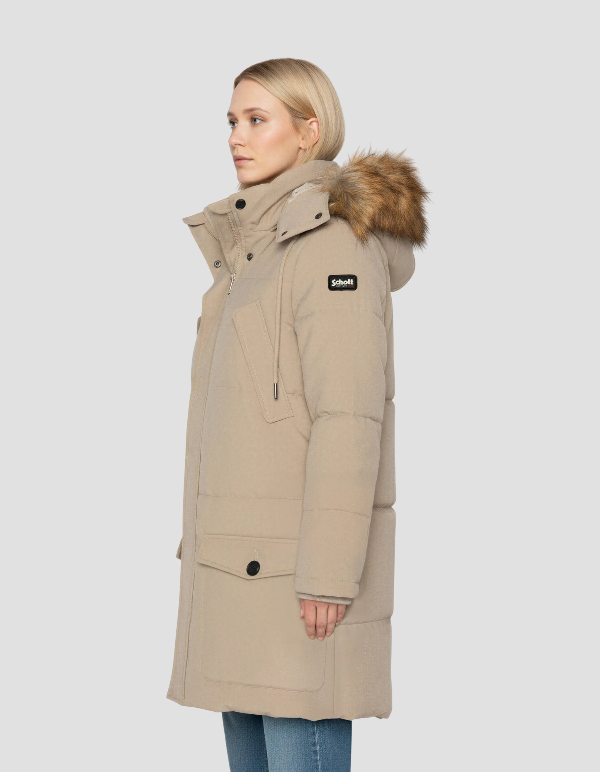 Beige Parka mit Kapuze-3