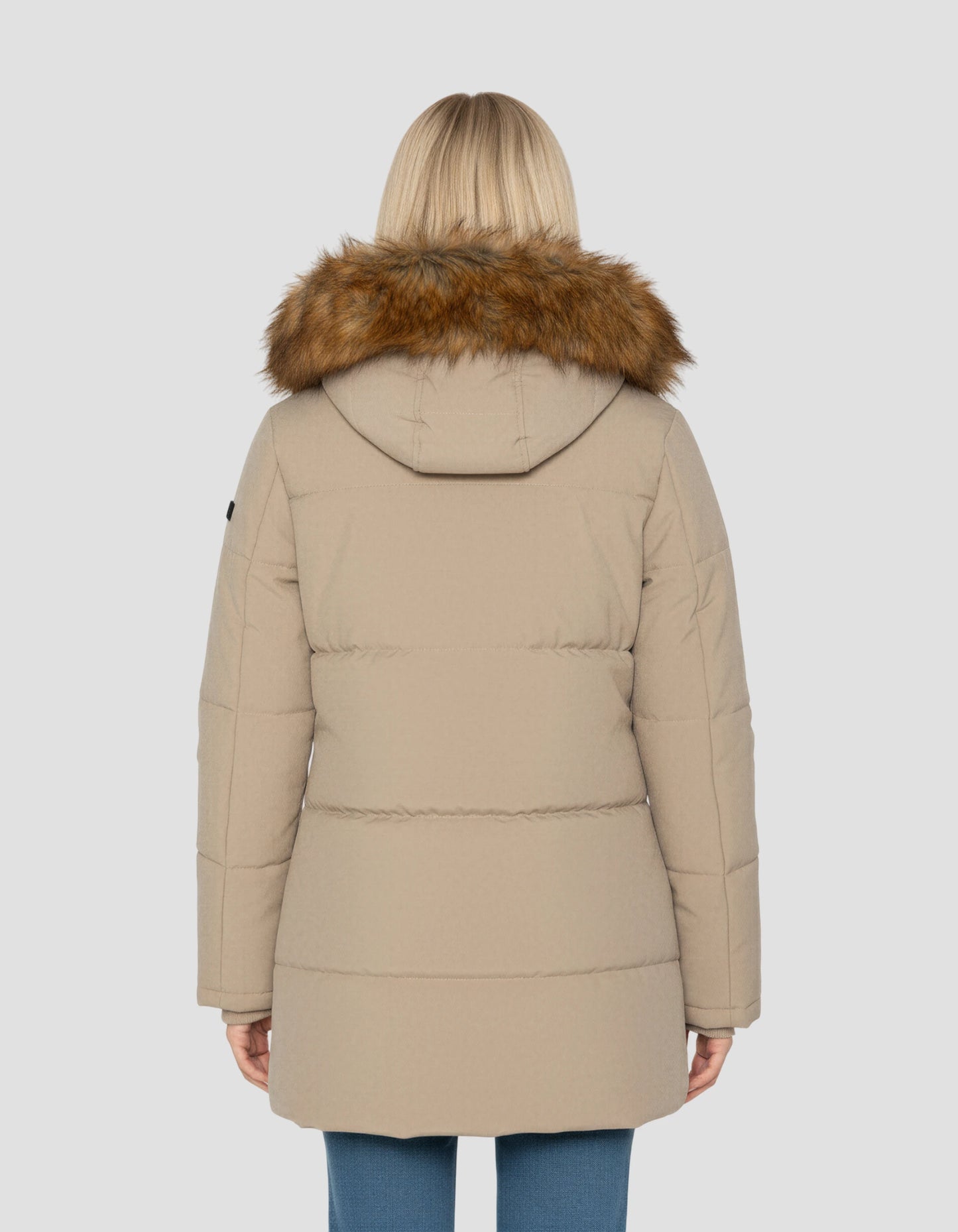 Beige Parka mit Kapuze