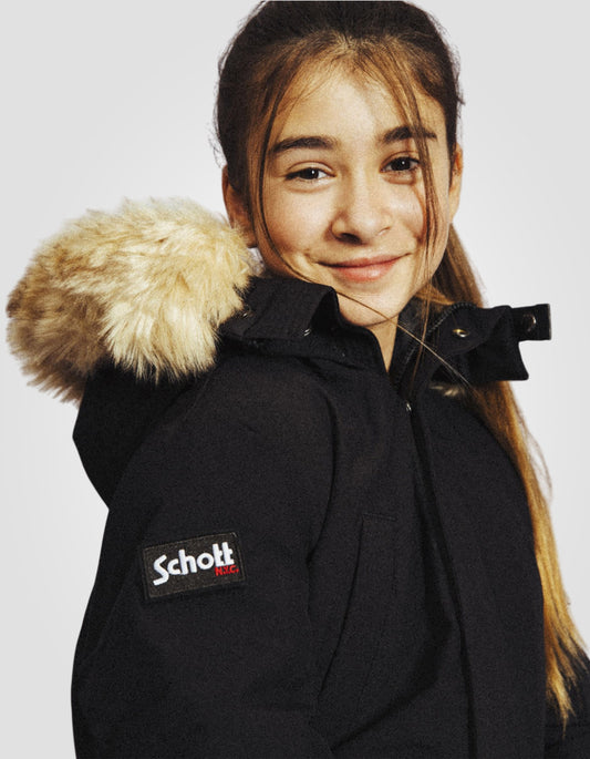 Parka noire à capuche enfant
