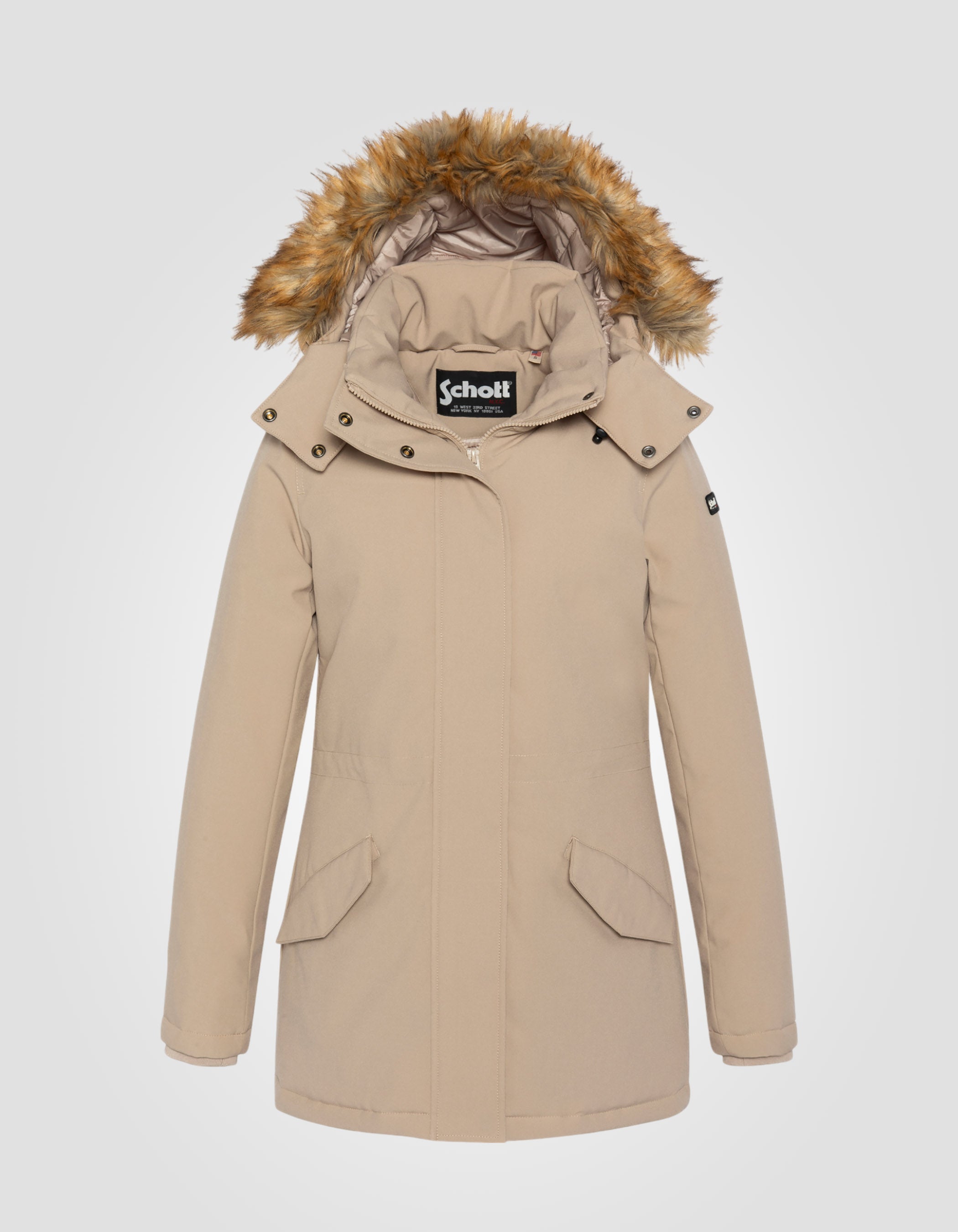 Beige Parka mit Kapuze-1