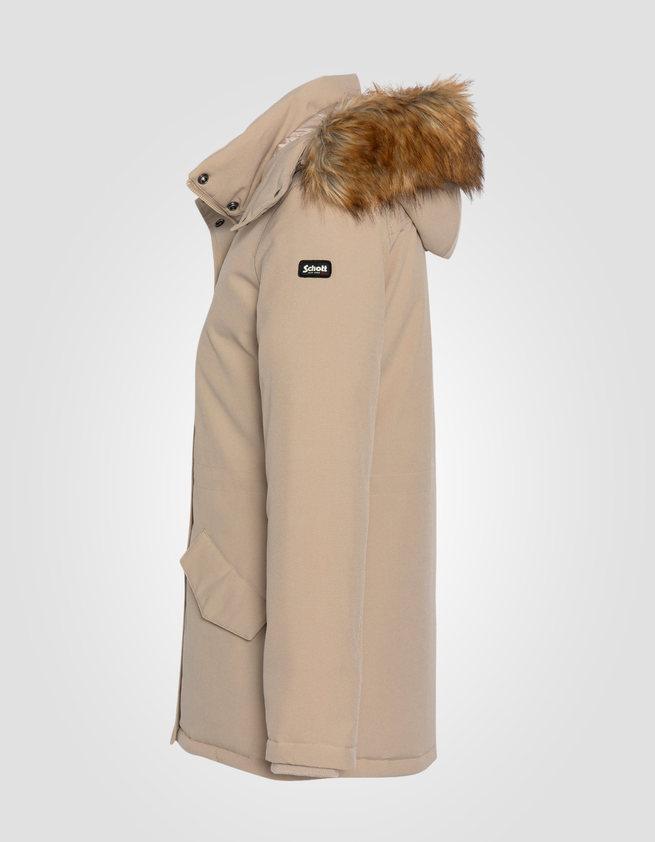 Beige Parka mit Kapuze-5