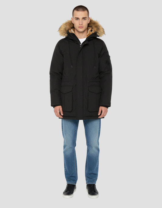 Parka con cappuccio nero