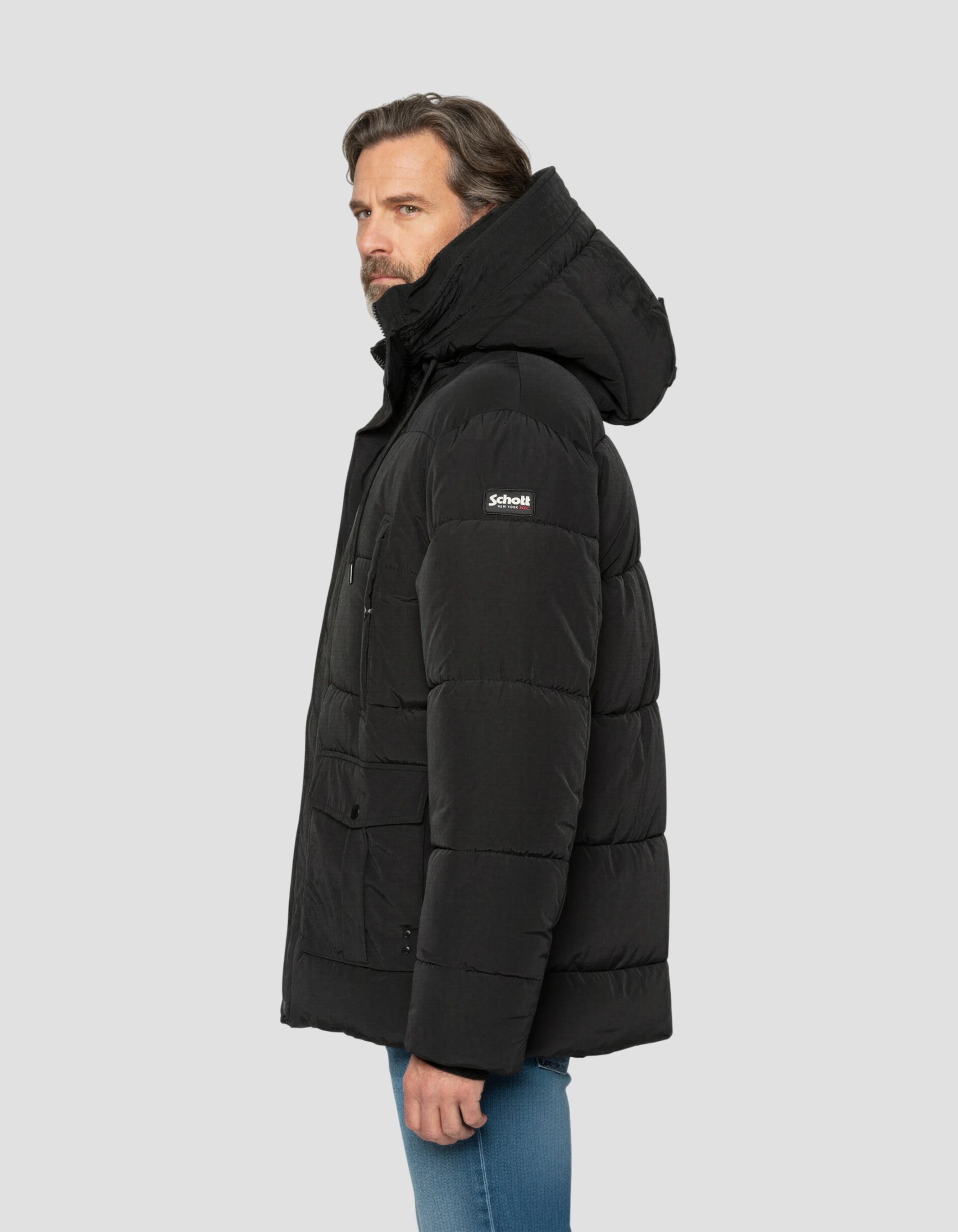 Schwarzer Kapuzenparka-3