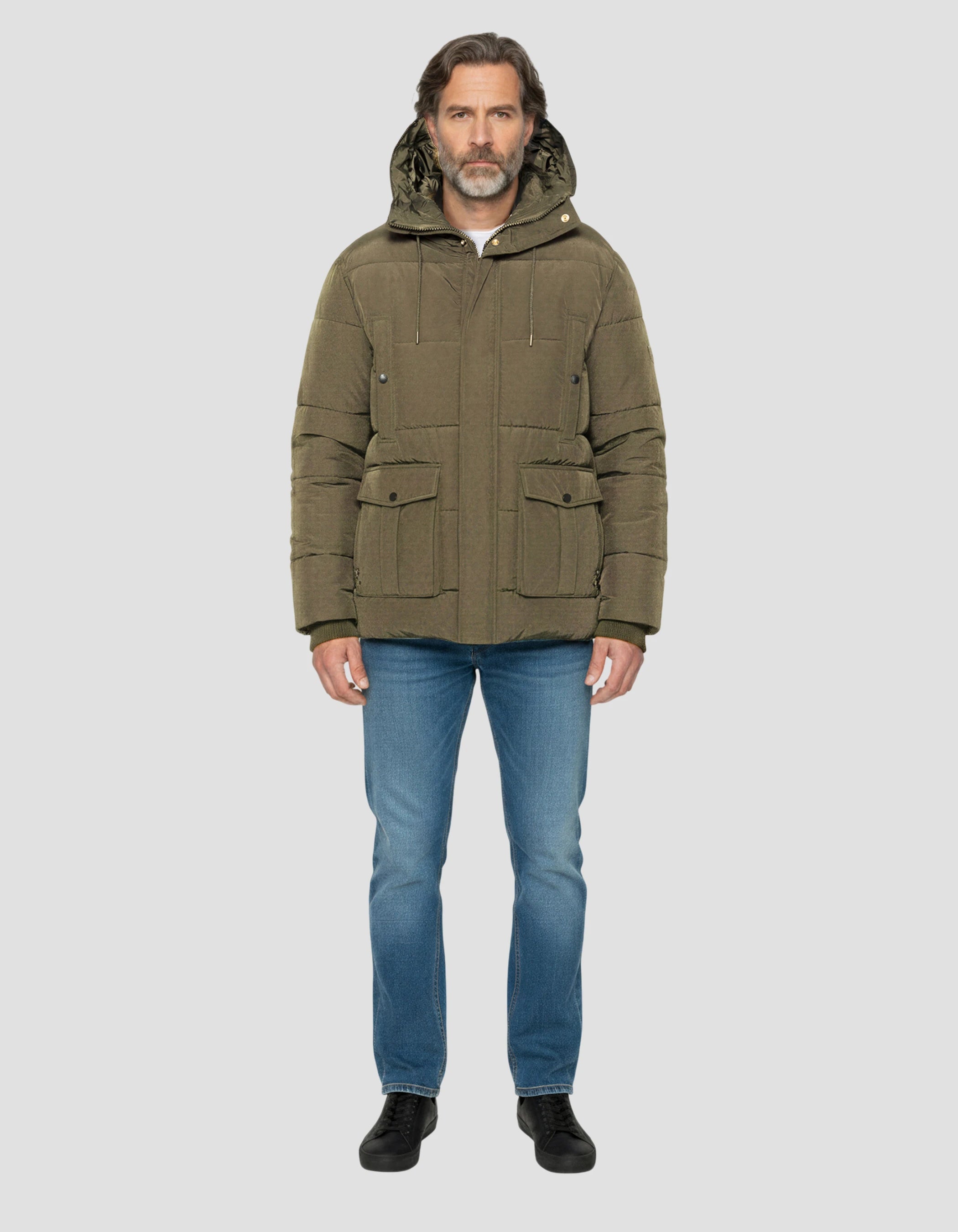 Kapuzenkhaki Parka-1