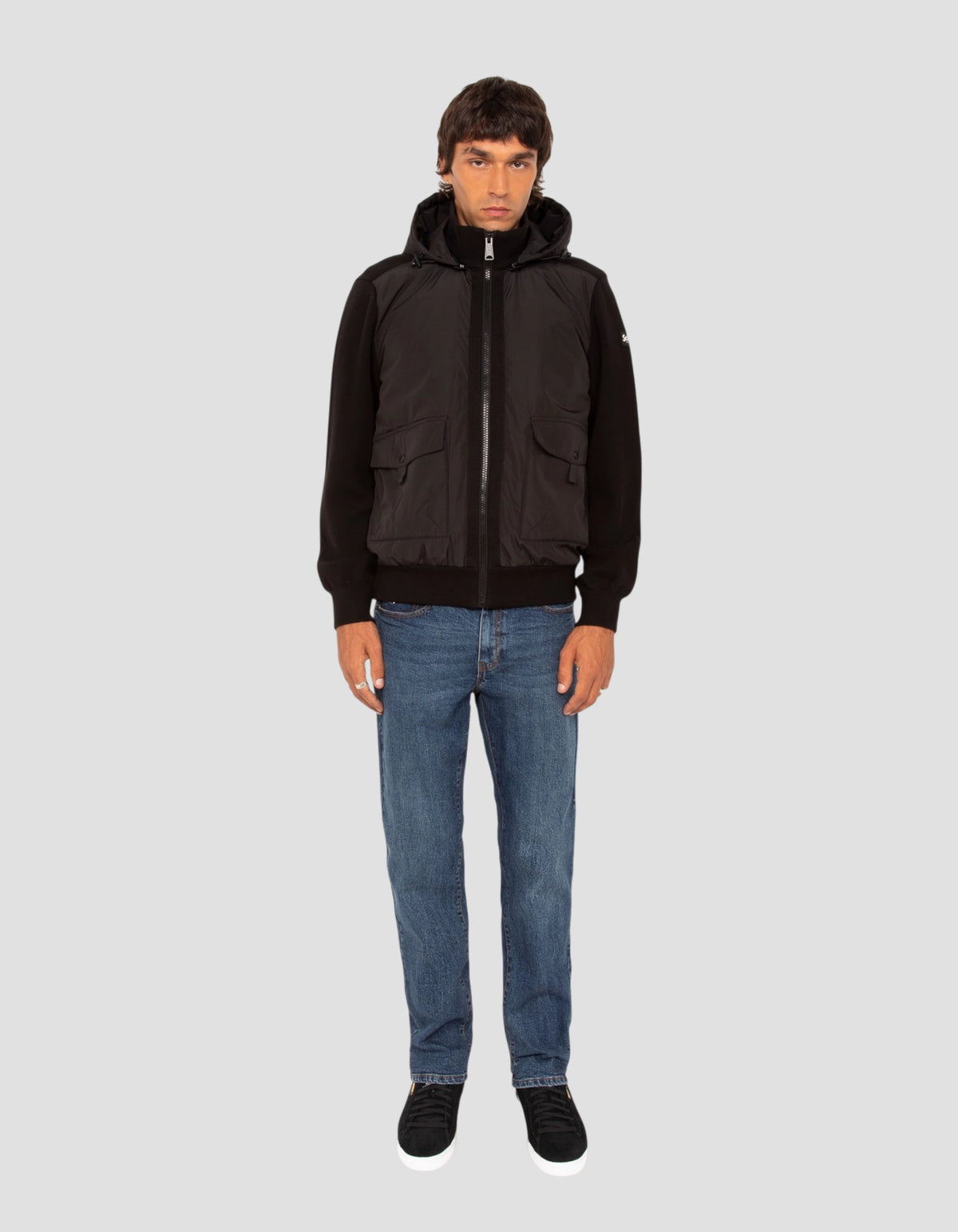 Blouson army bi-matière noir