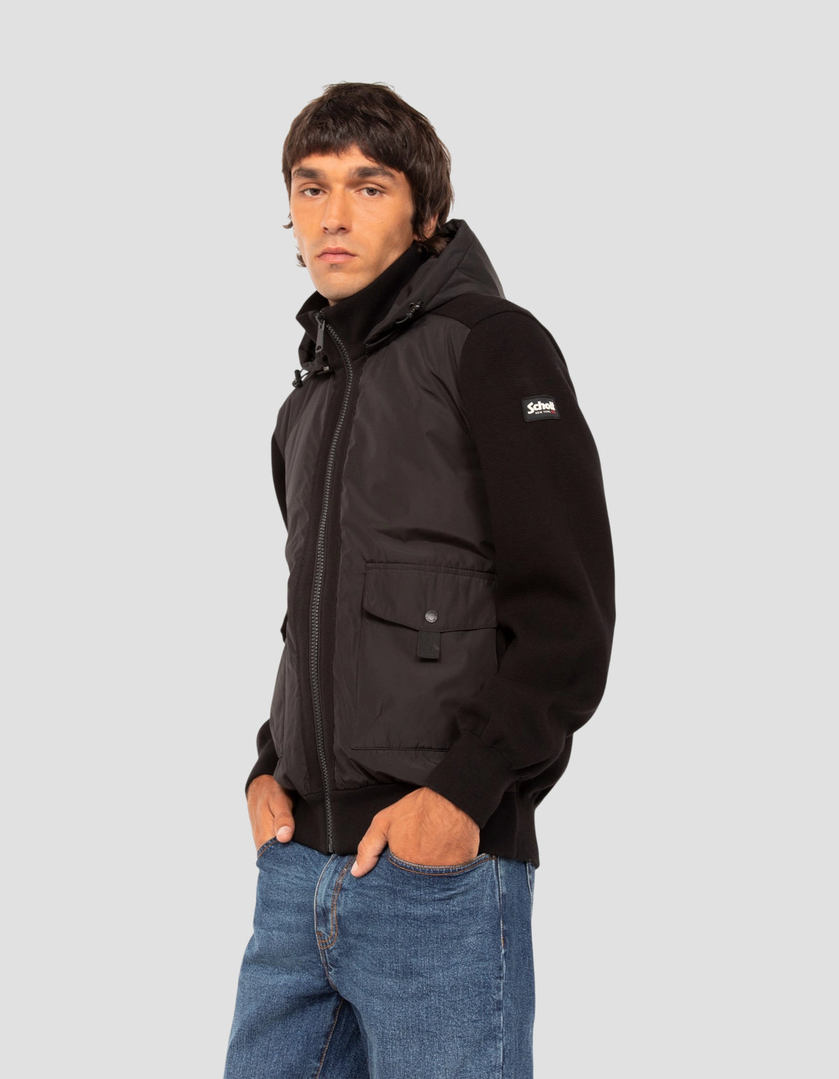 Blouson army bi-matière noir