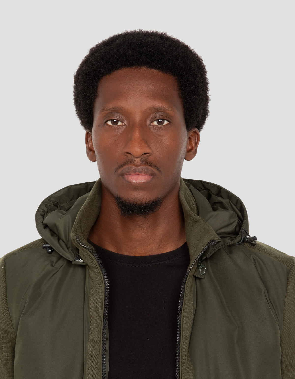 Blouson army bi-matière kaki foncé